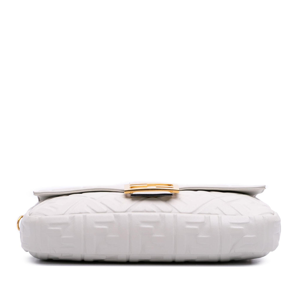 Fendi Large Zucca Embossed Leather Baguette Satchel