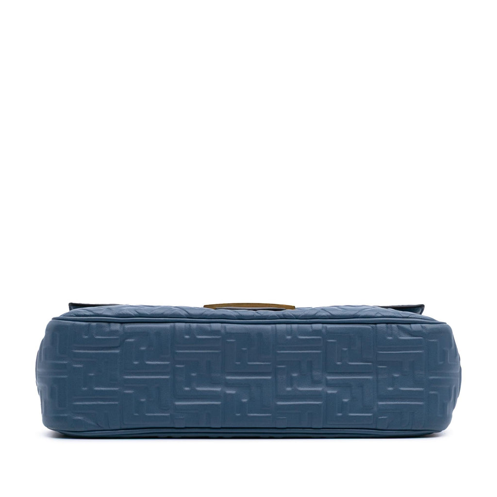 Fendi Large Zucca Embossed Leather Baguette Shoulder Bag
