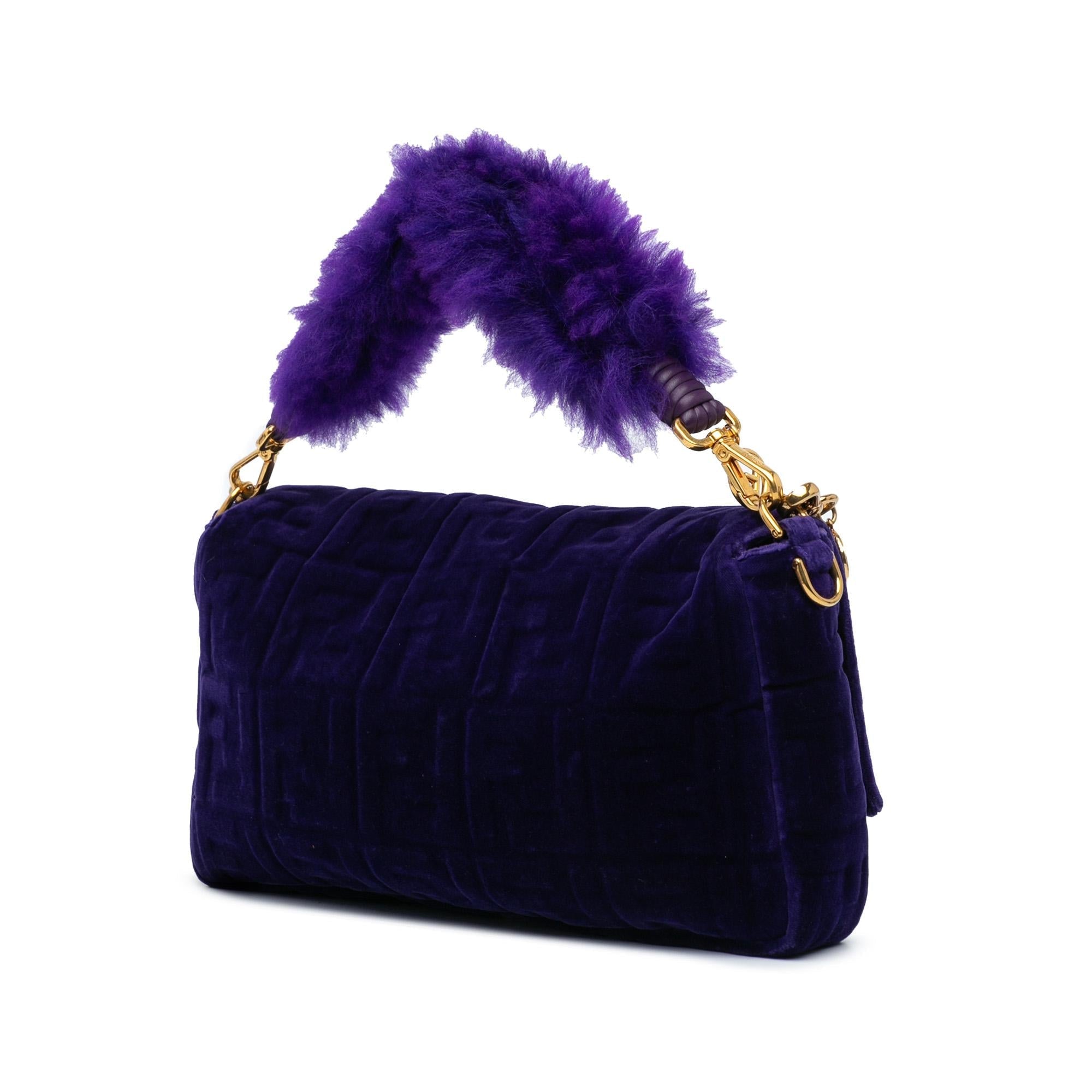 Fendi Large Zucca Embossed Velvet Baguette Satchel (SHG-wQF0dG)