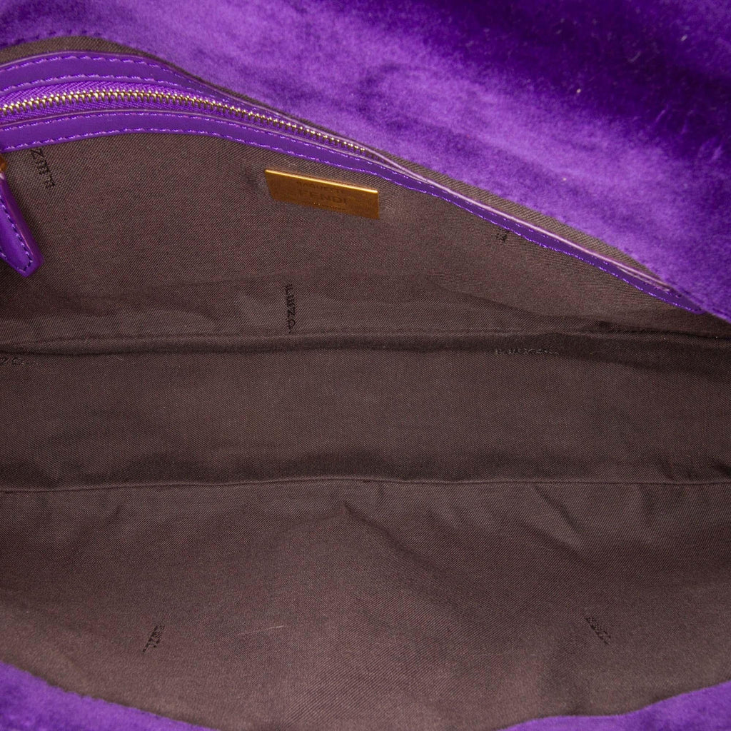 Fendi Large Zucca Embossed Velvet Baguette Satchel