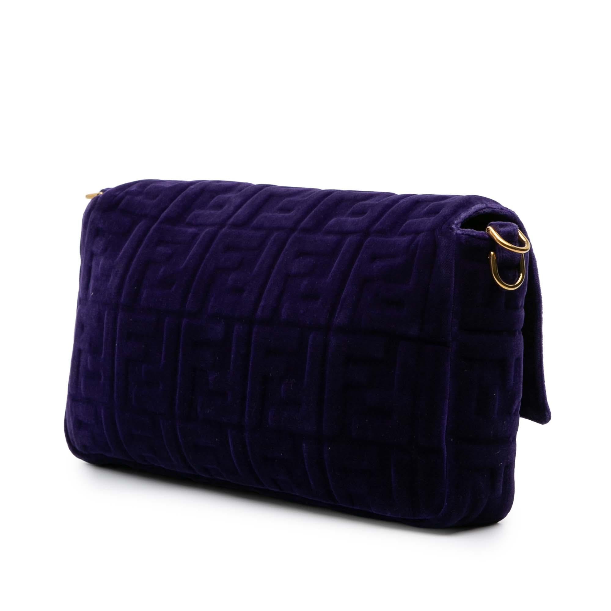 Fendi Large Zucca Embossed Velvet Baguette Satchel