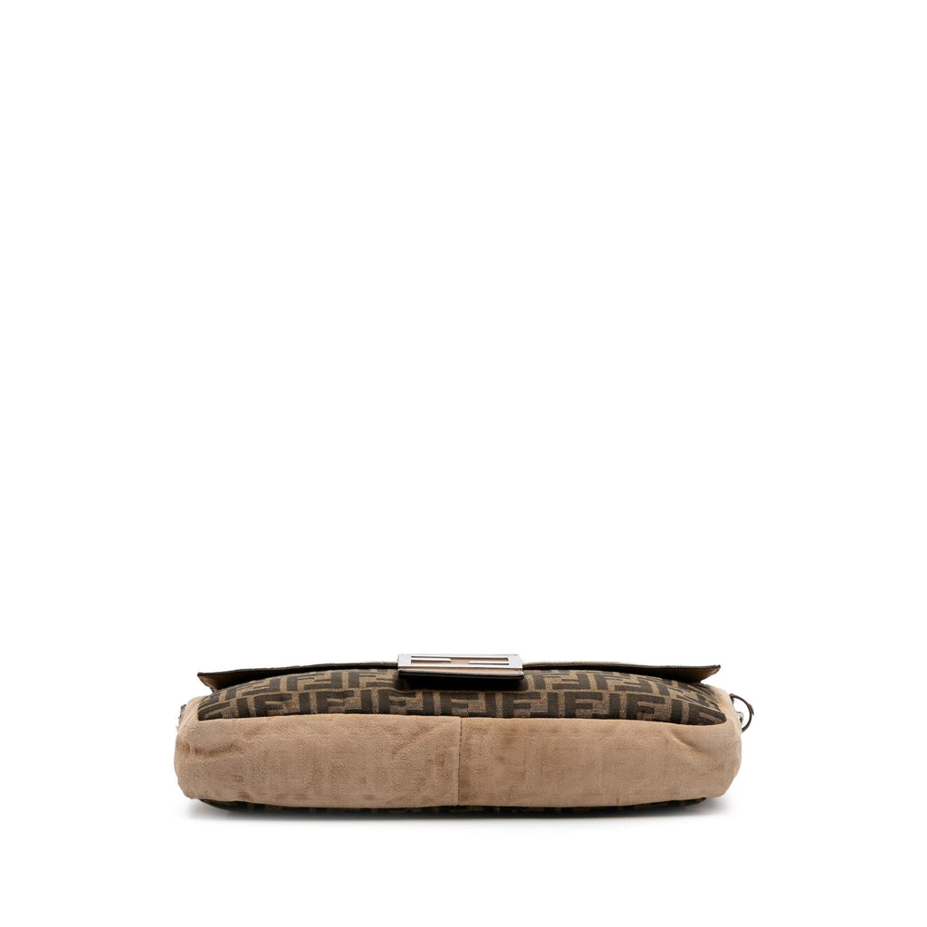 Fendi Large Zucca and Pequin Canvas Convertible Baguette Satchel