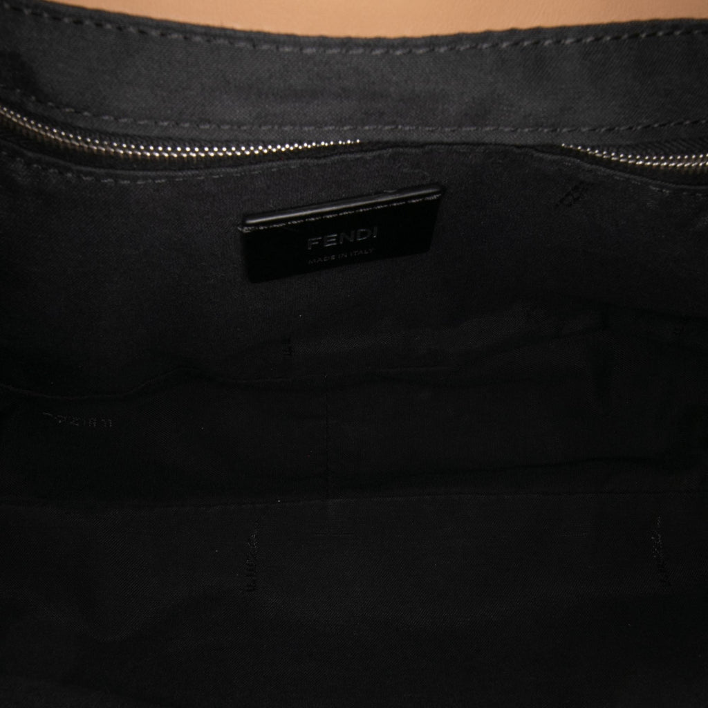 Fendi Large Zucca and Pequin Canvas Convertible Baguette Satchel