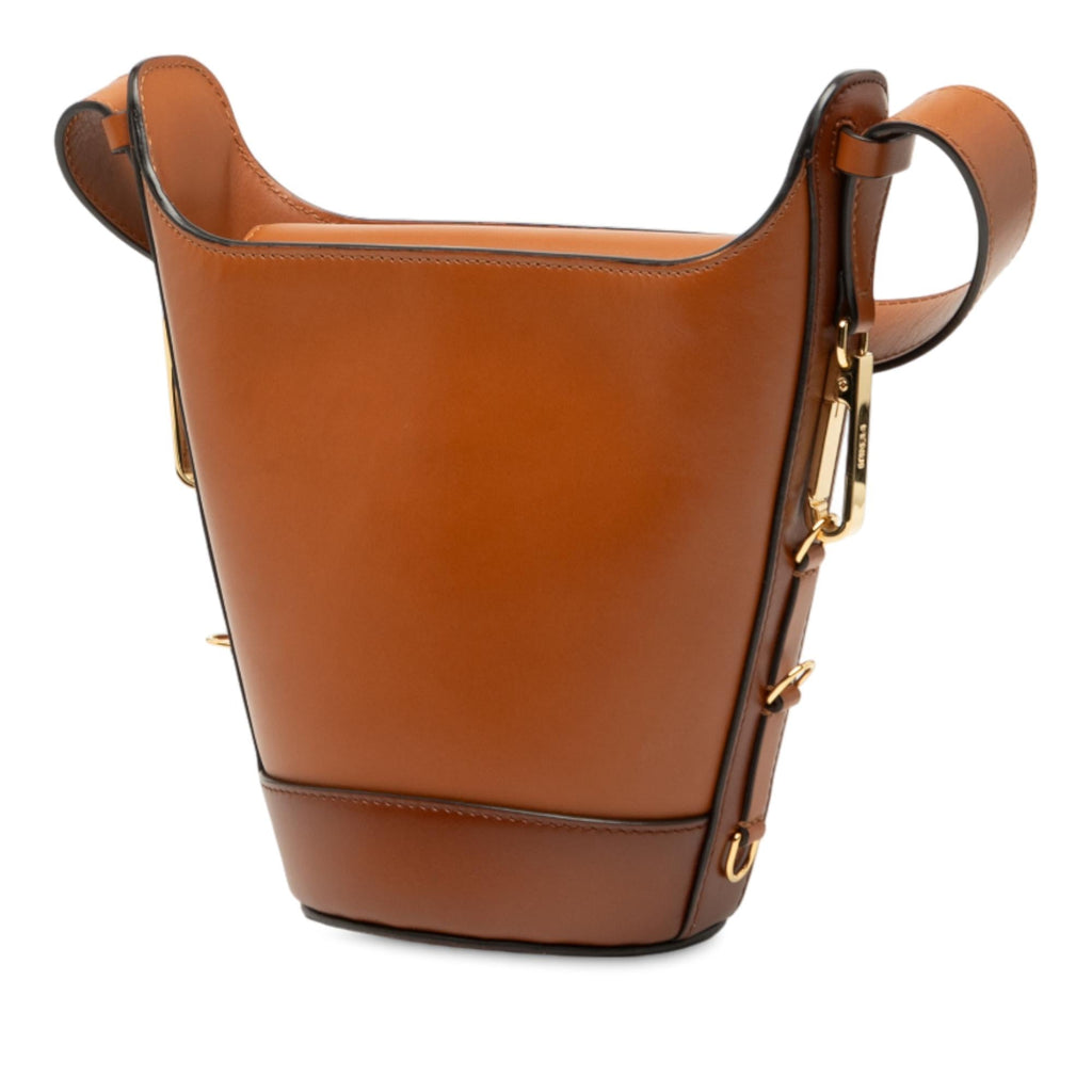 Fendi Leather Debossed Logo Bucket Bag