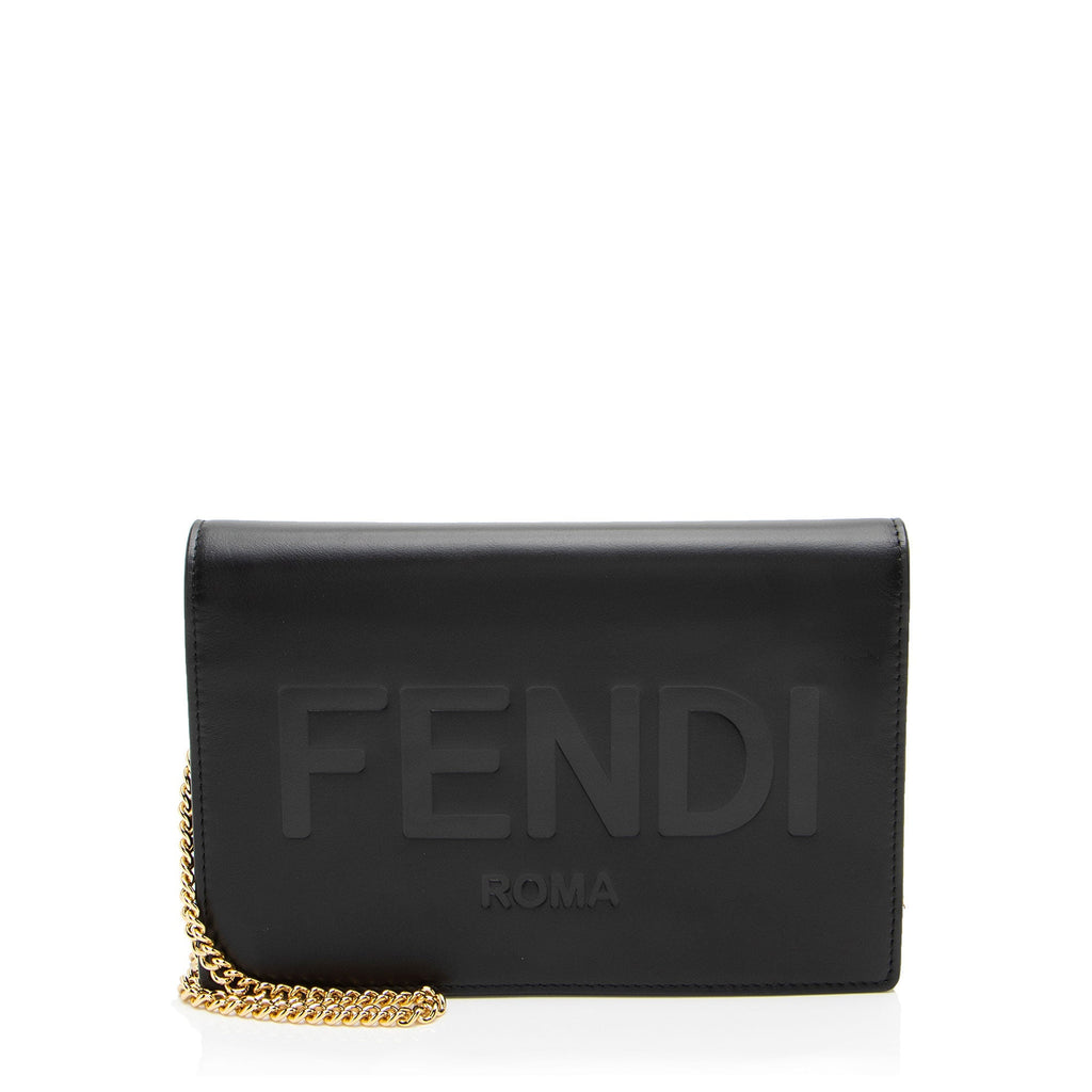 Fendi Embossed Vitello King Logo Wallet on Chain (SHF-23qfv8)