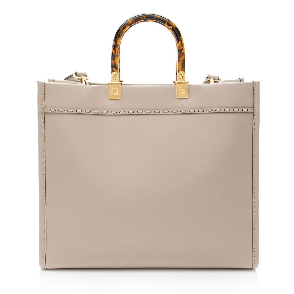 Fendi Leather Python Sunshine Medium Shopper Tote