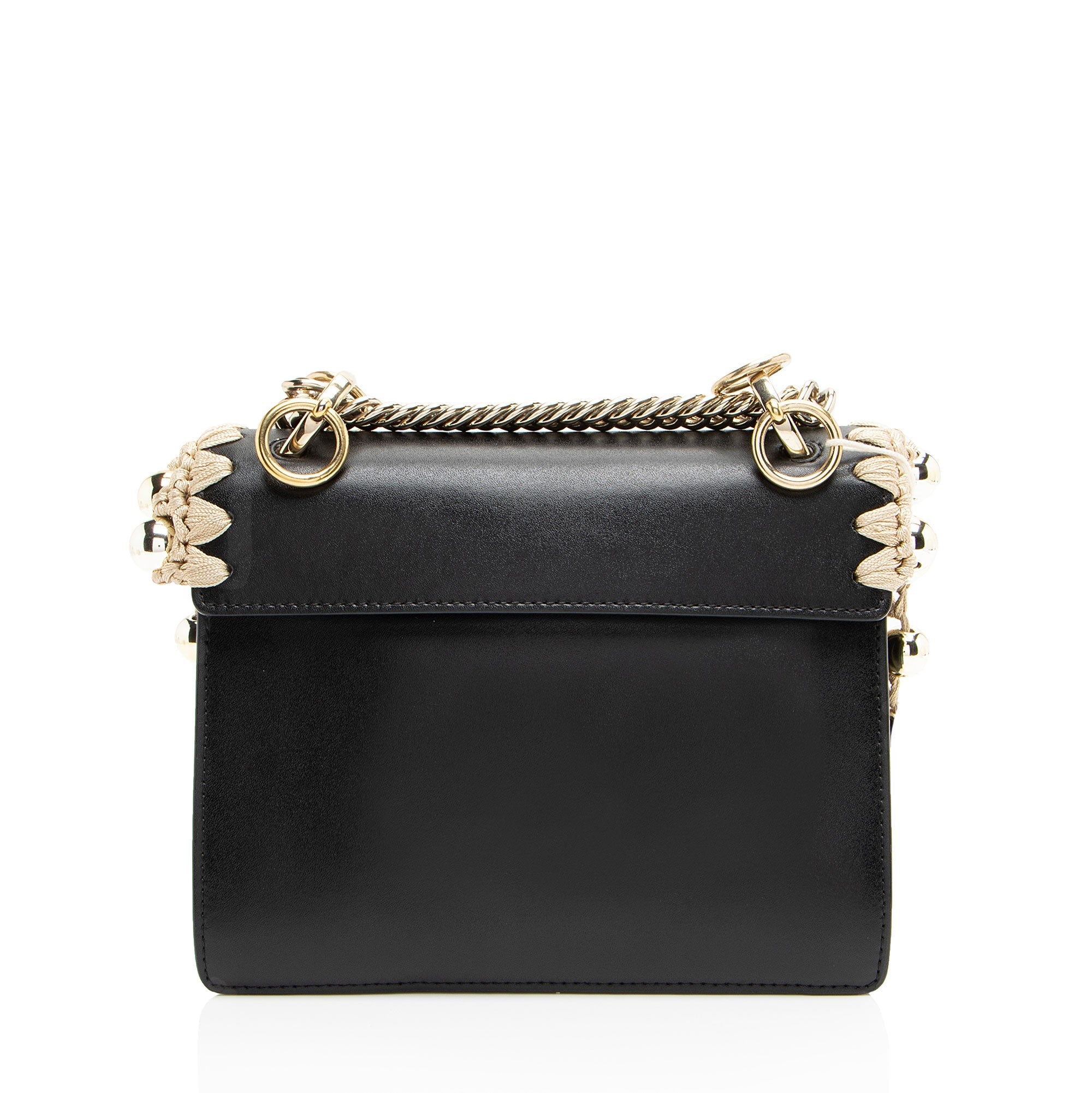 Fendi Leather Ribbon Pearl Lace Up Liberty Small Kan I Shoulder Bag