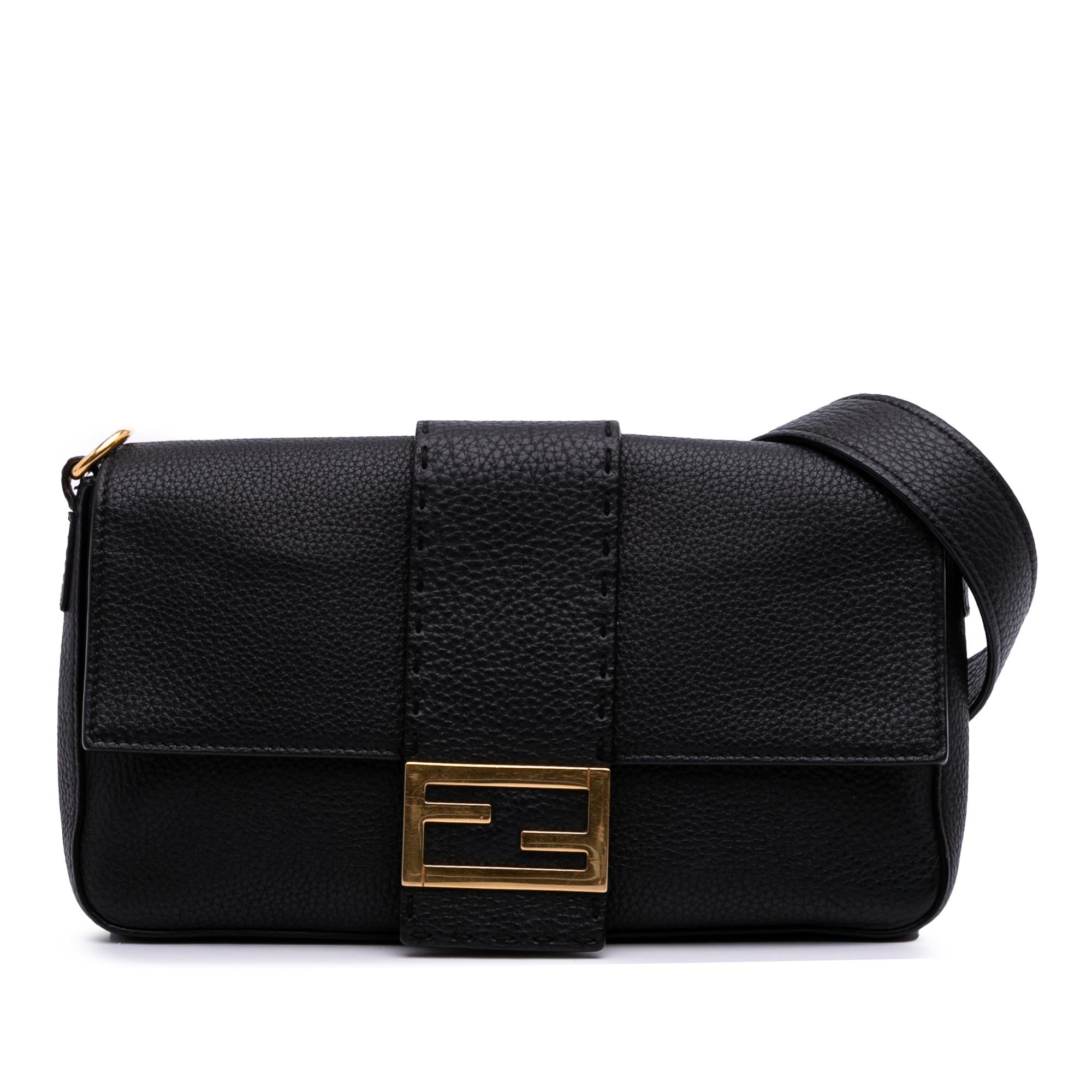 Fendi Leather Selleria Convertible Baguette Satchel