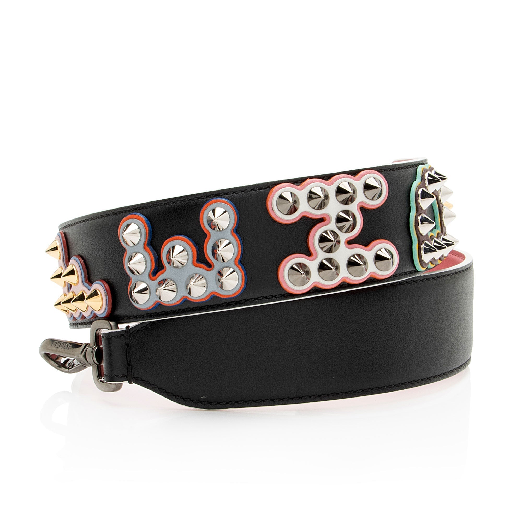 Fendi Leather Studded Fun Fair Strap You Shoulder Strap