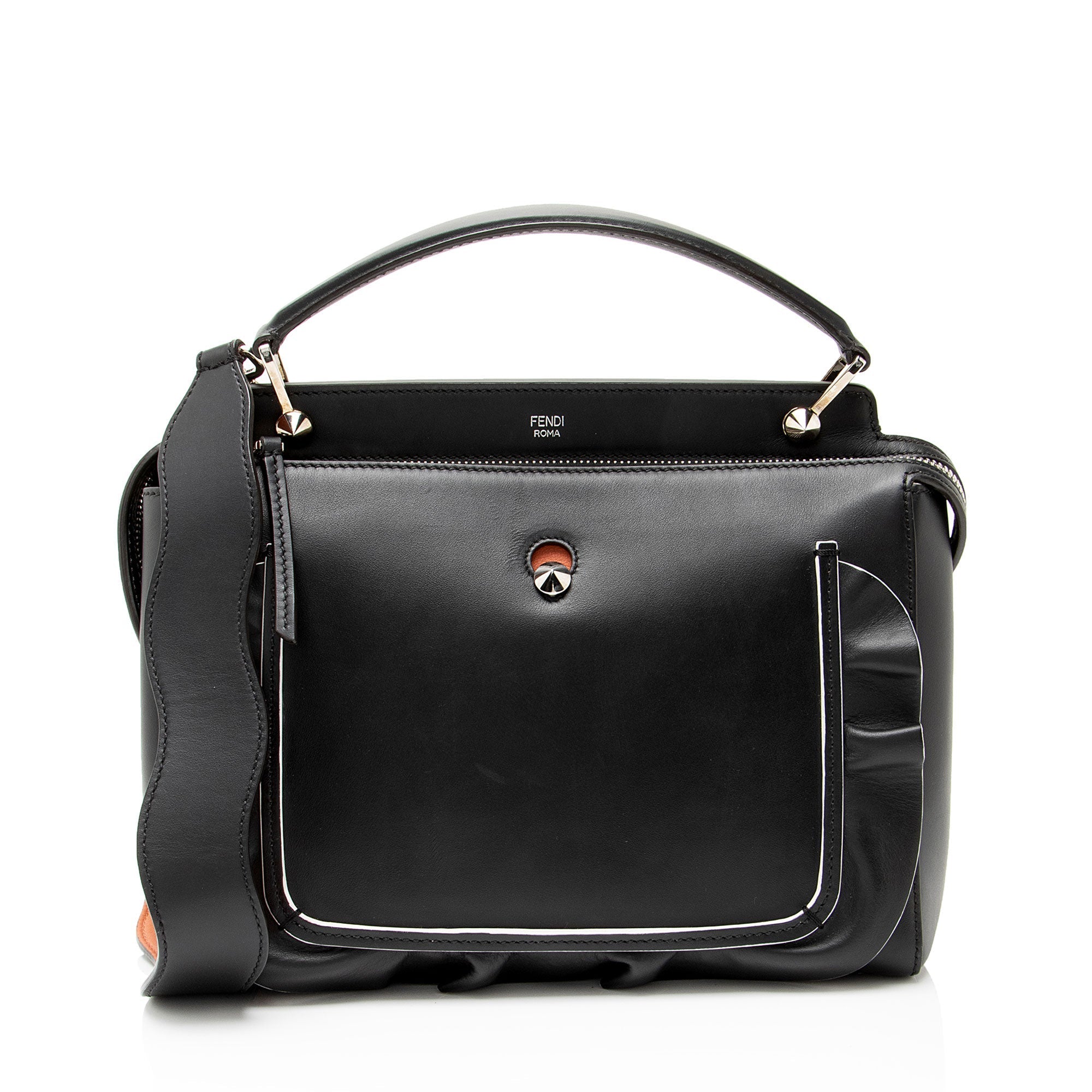 Fendi Leather Waves Dotcom Medium Satchel