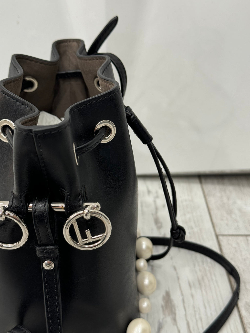 FENDI LIBERTY PEARL CALFSKIN MINI MON TRÉSOR BUCKET BAG