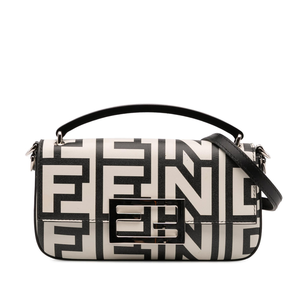 Fendi Marc Jacobs Nappa Vitello King Logo Print Baguette Phone Pouch Satchel
