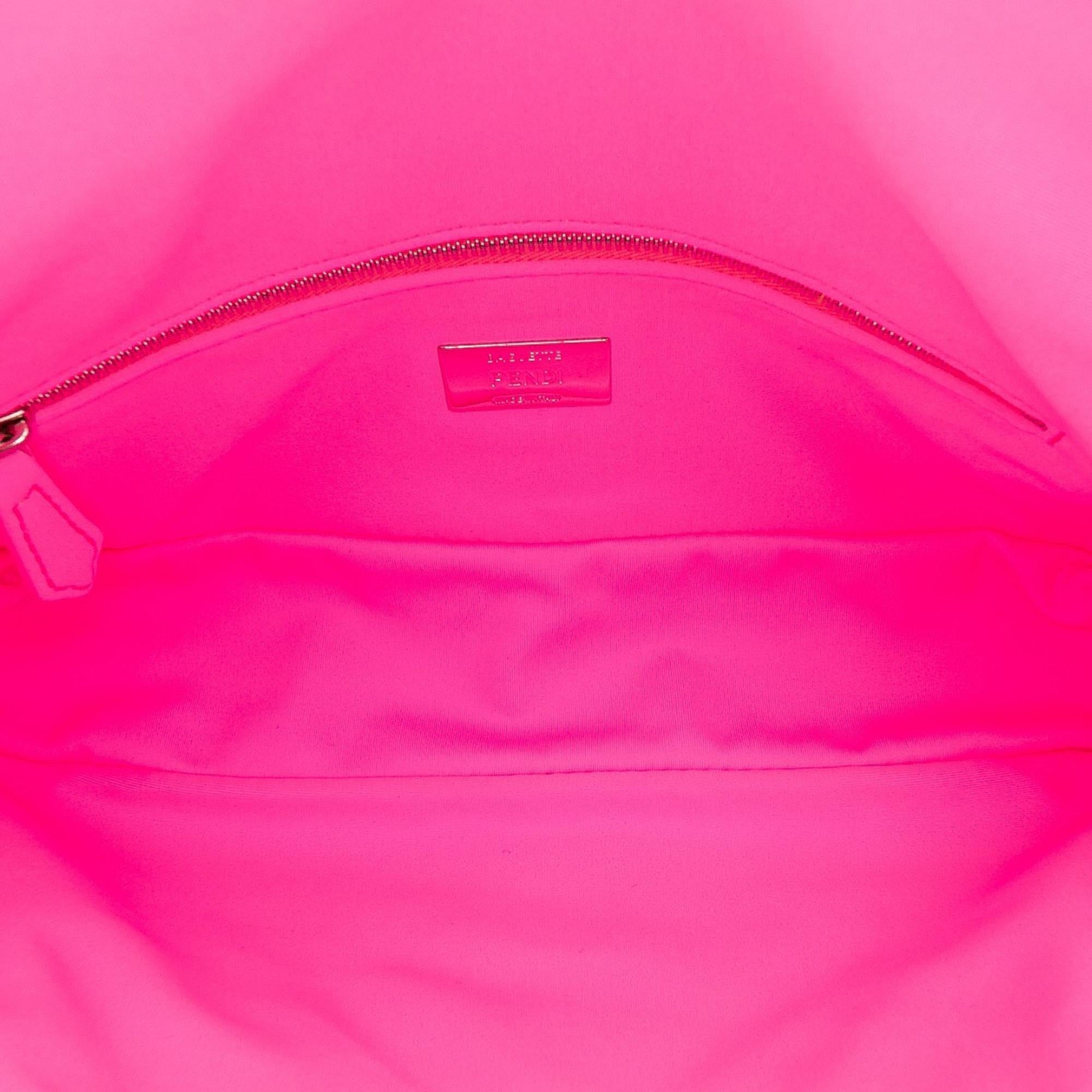 Fendi Medium Embossed Lycra Baguette Satchel