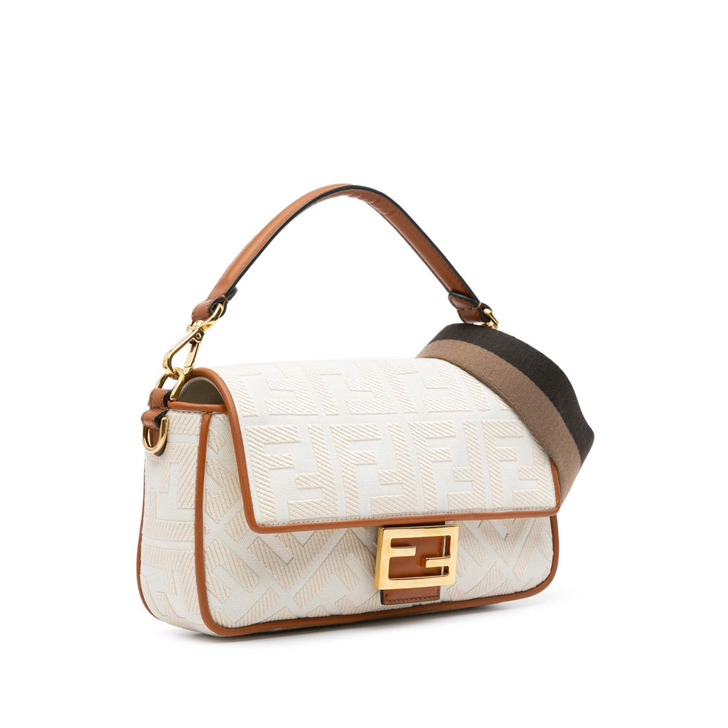 Fendi Medium Embroidered Canvas Baguette