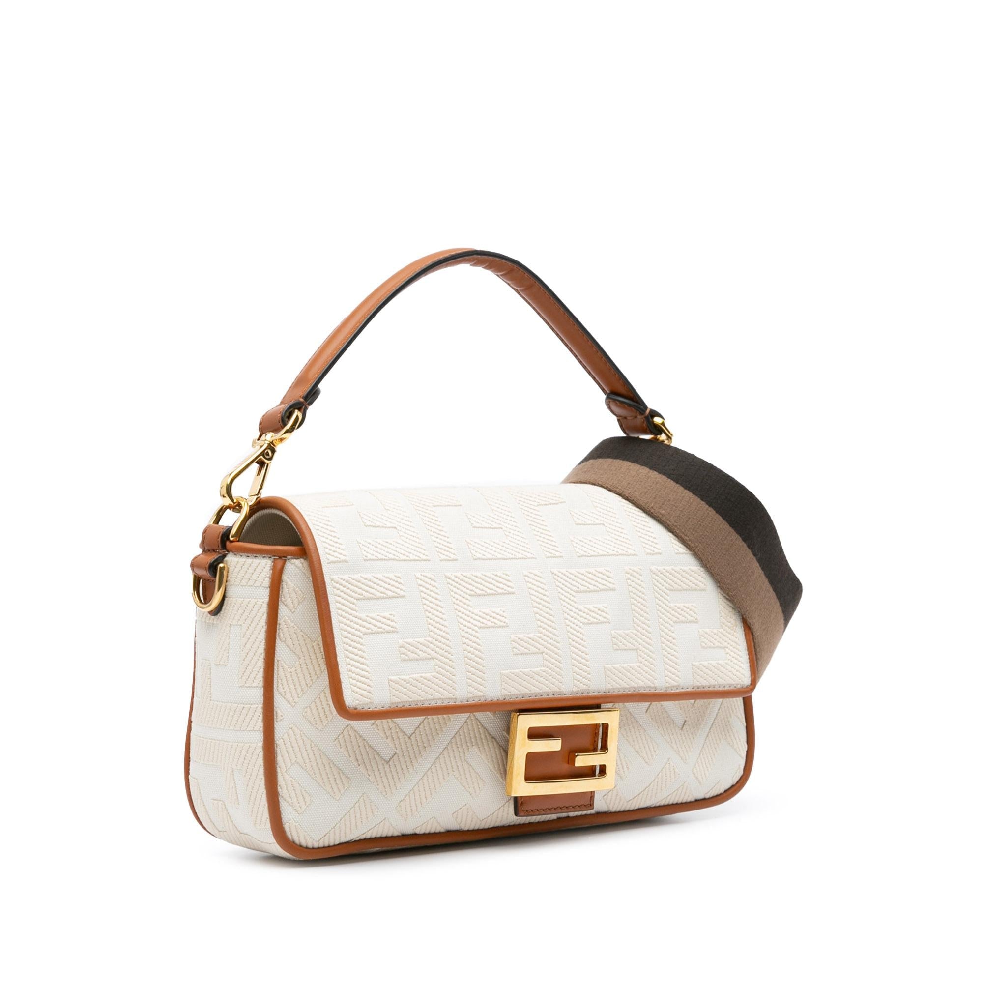 Fendi Medium Embroidered Canvas Baguette