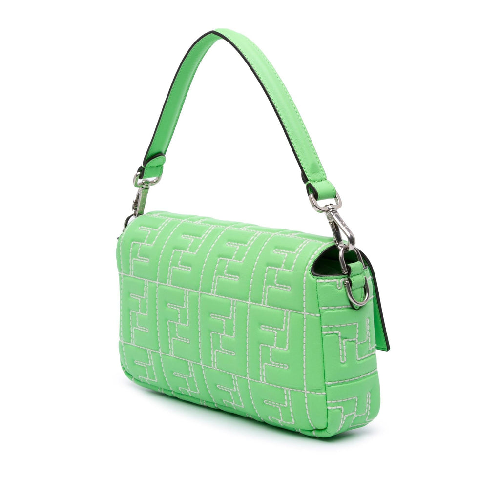 Fendi Medium Leather Embossed FF Baguette Satchel
