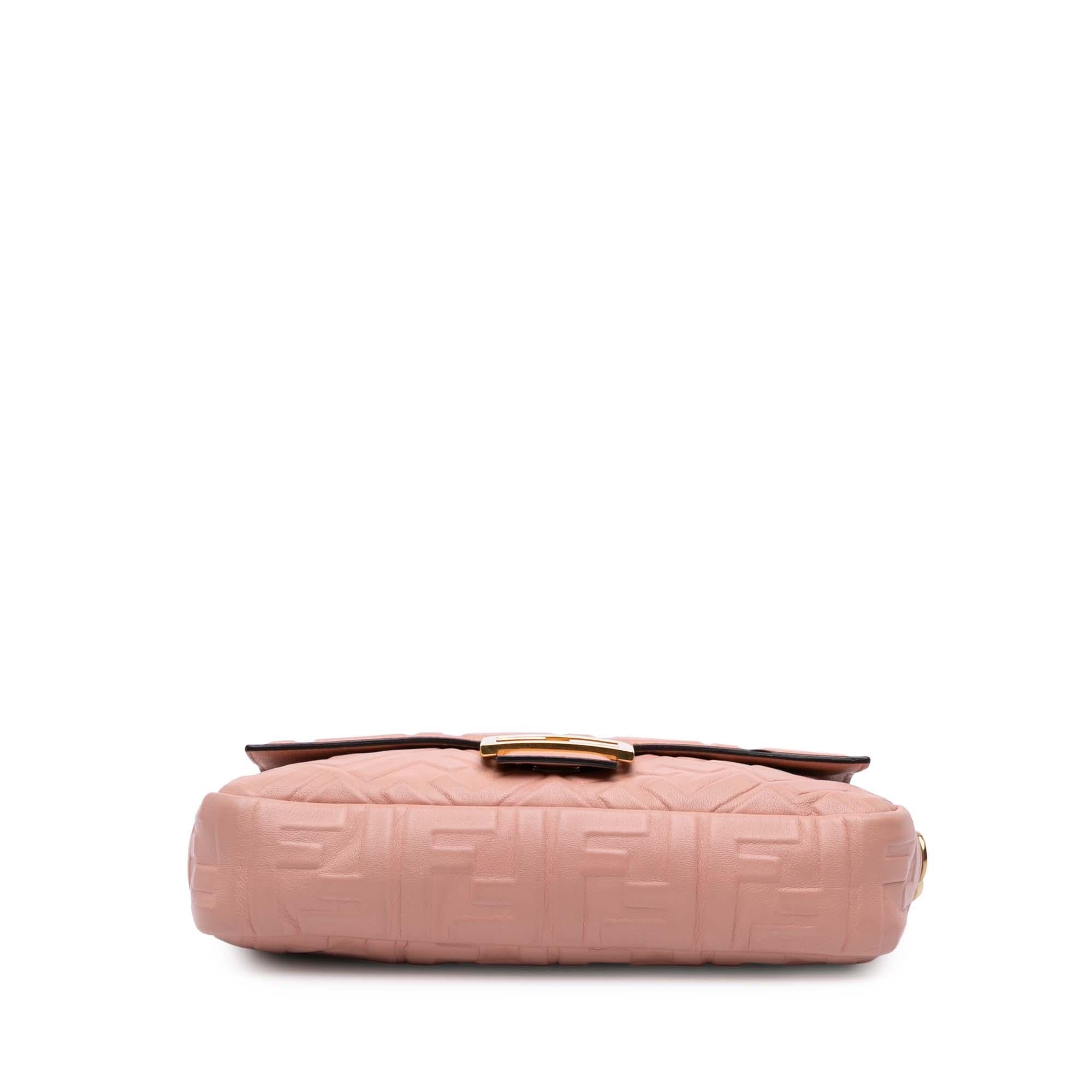 Fendi Medium Leather Embossed FF Baguette Satchel