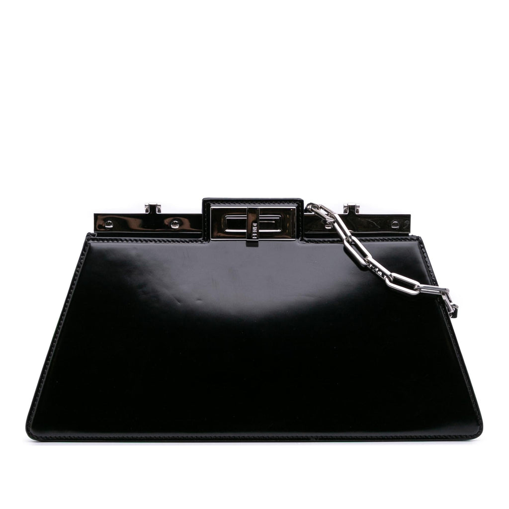 Fendi Medium Leather Peekaboo Cut Chain Shoulder Bag