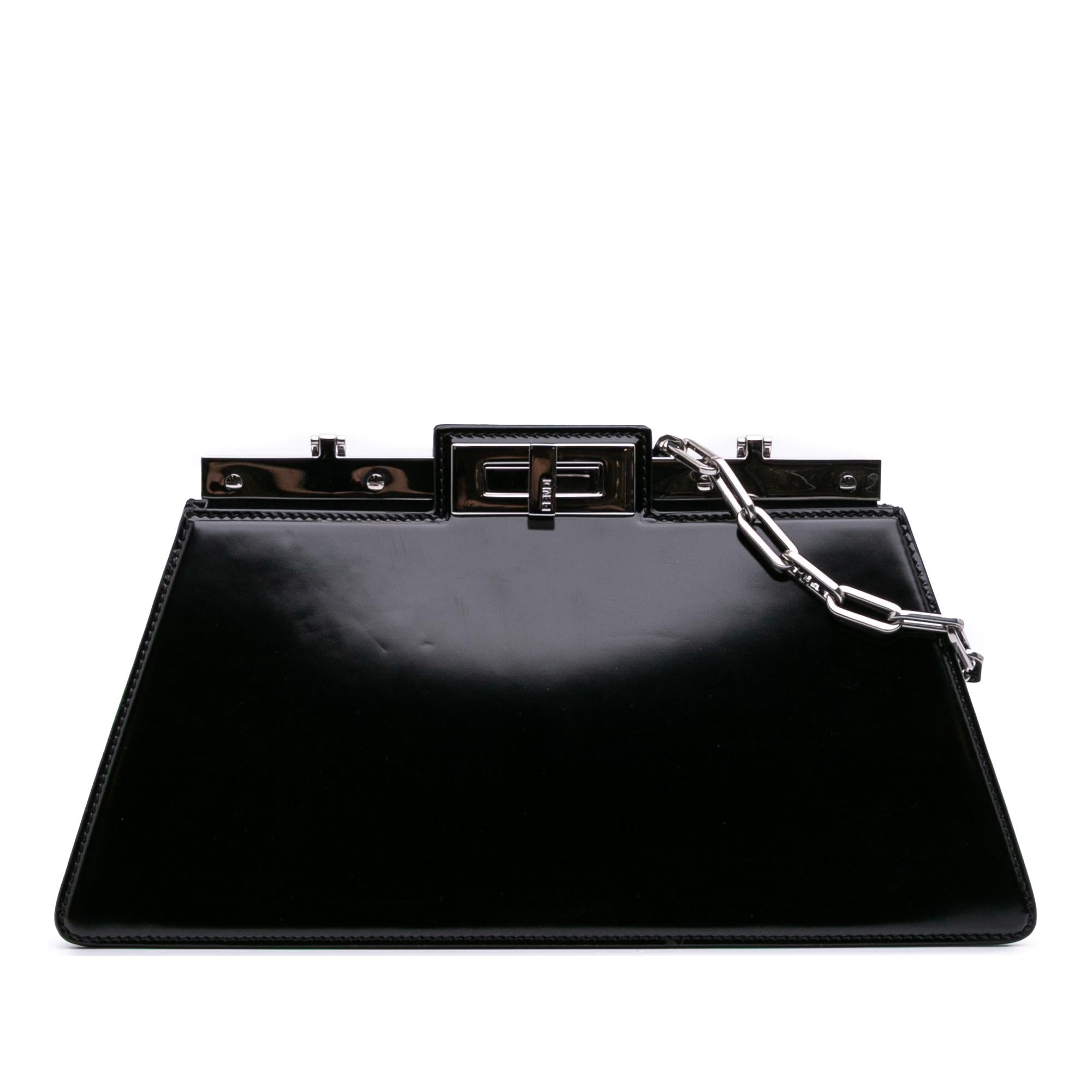 Fendi Medium Leather Peekaboo Cut Chain Shoulder Bag