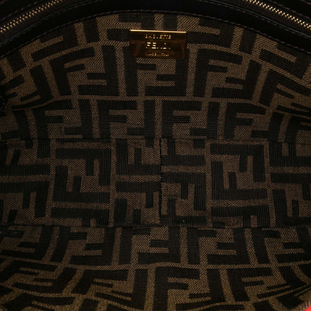 Fendi Medium Zucca Canvas Fluo Trim Baguette Satchel