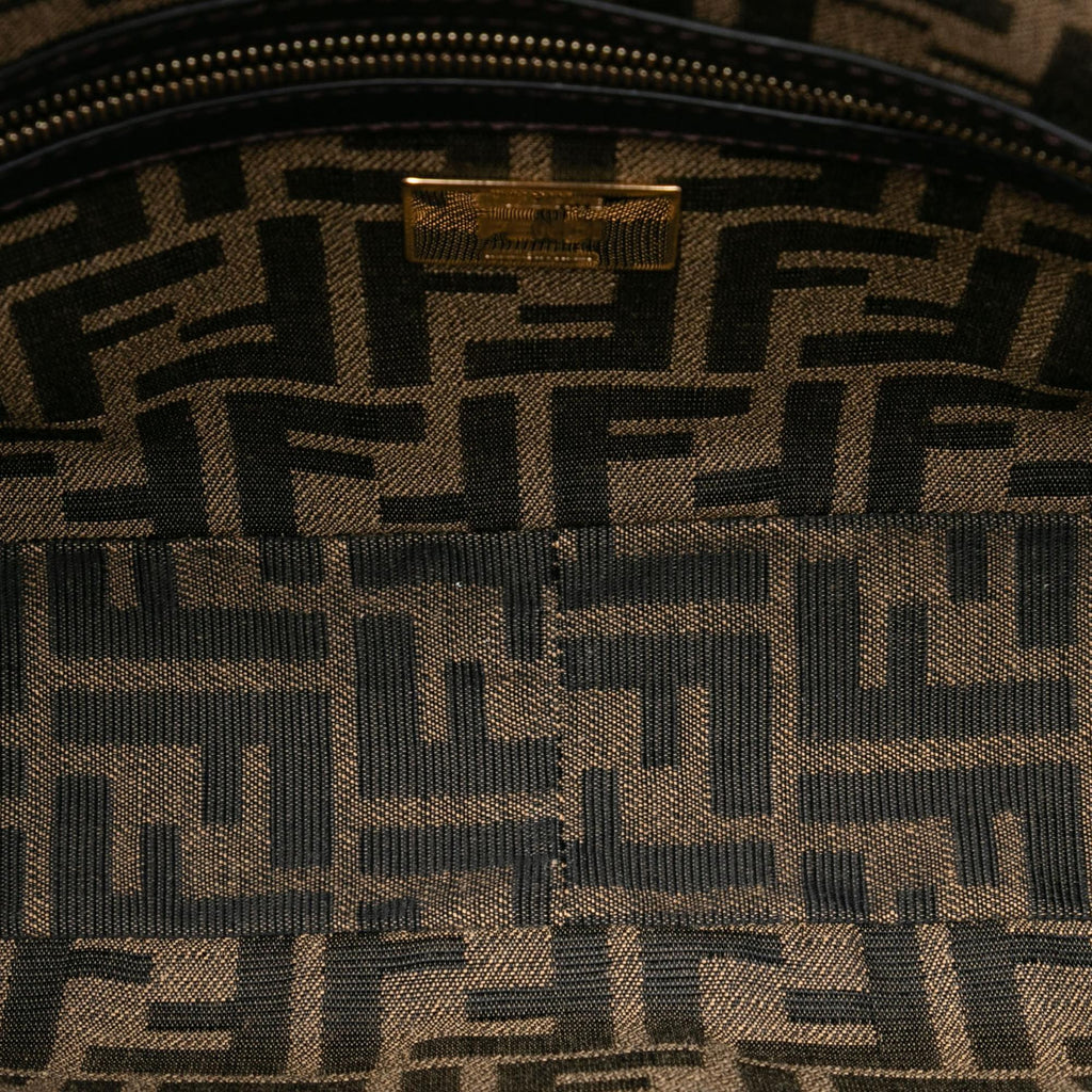 Fendi Medium Zucca Canvas Fluo Trim Baguette Satchel