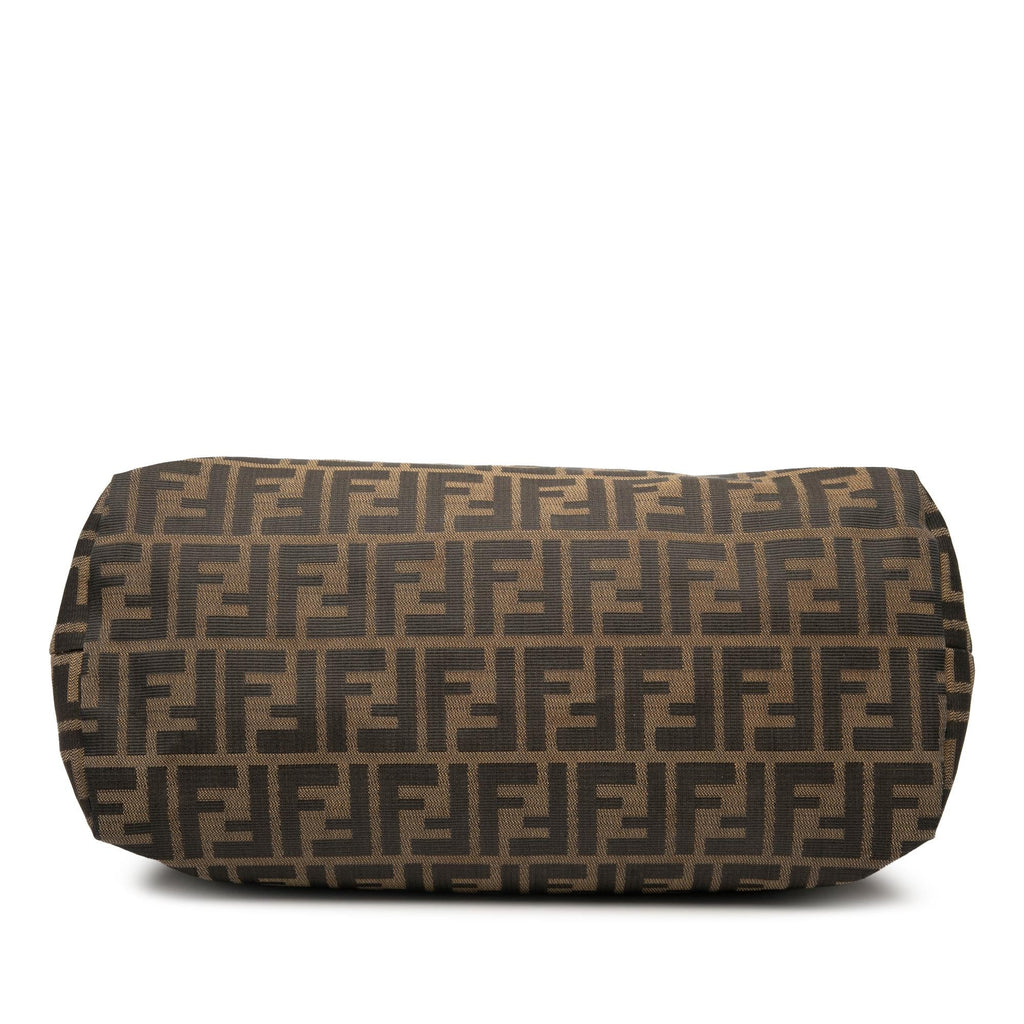 Fendi Medium Zucca Canvas Studded Roll Tote