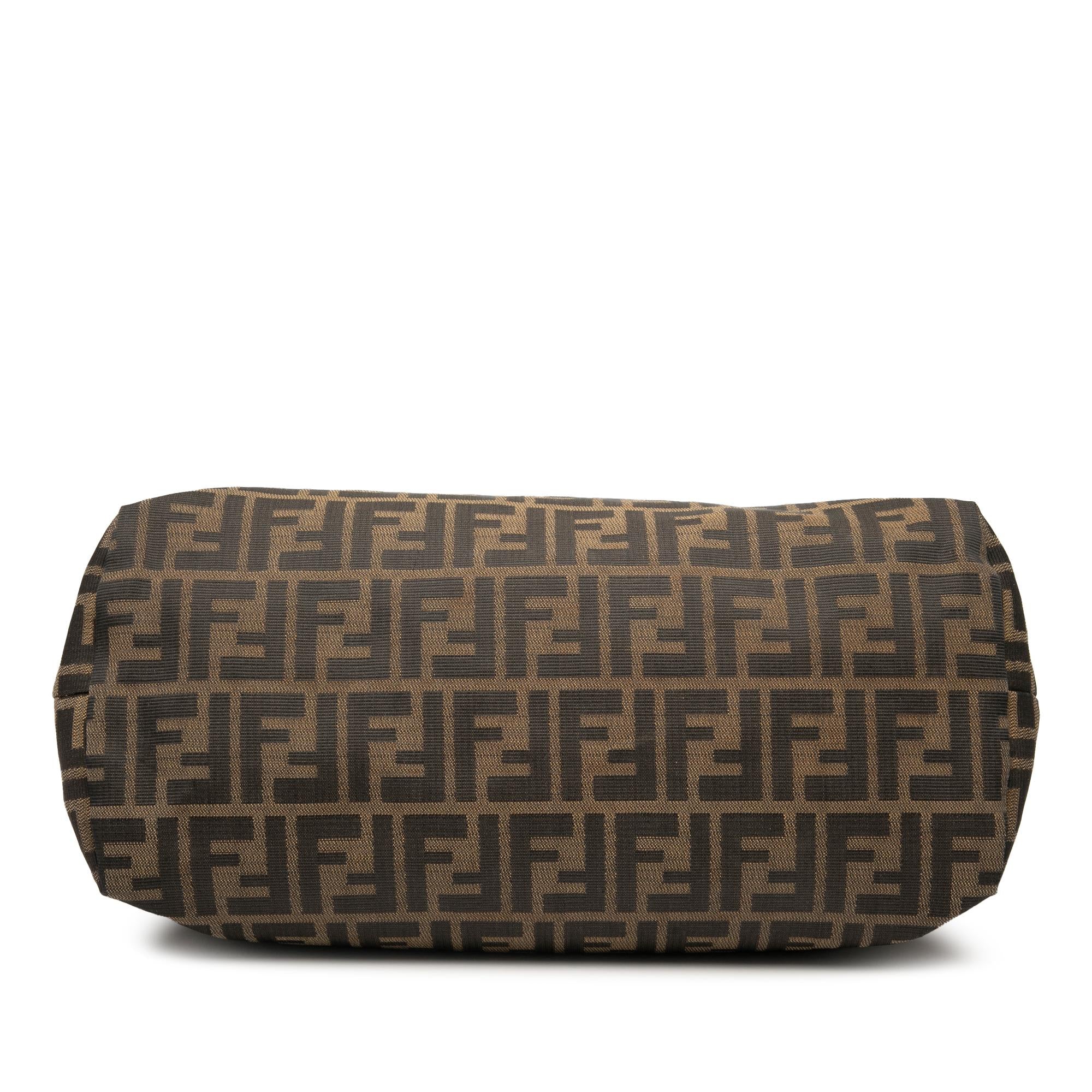 Fendi Medium Zucca Canvas Studded Roll Tote