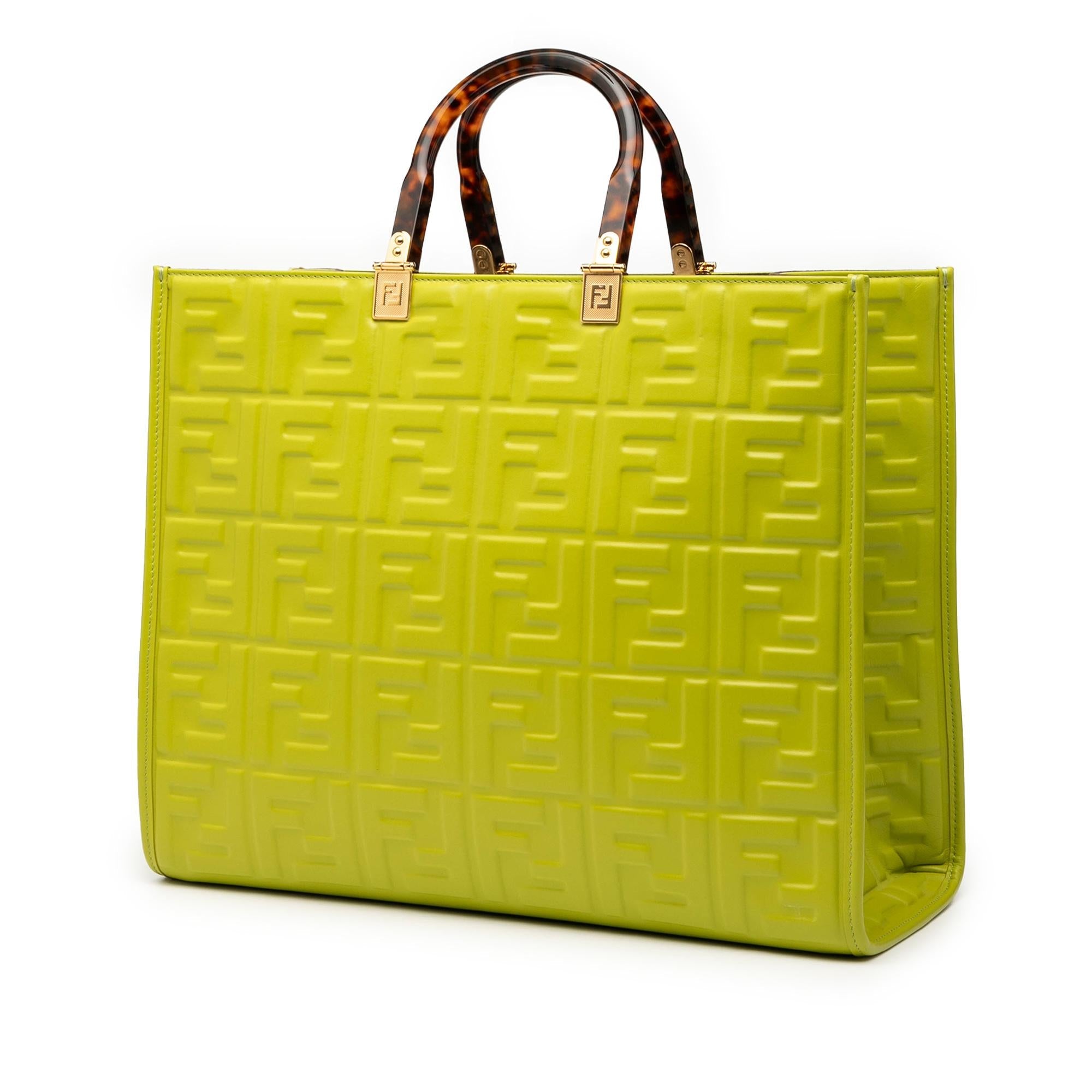 Fendi Medium Zucca Embossed Leather Sunshine Shopper Tote