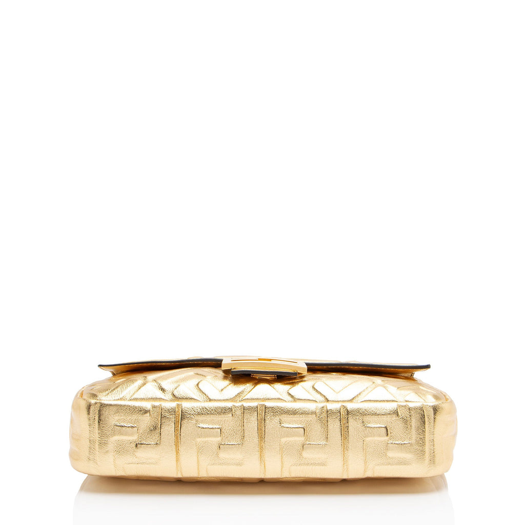 Fendi Metallic Embossed Leather FF 1974 Baguette Shoulder Bag