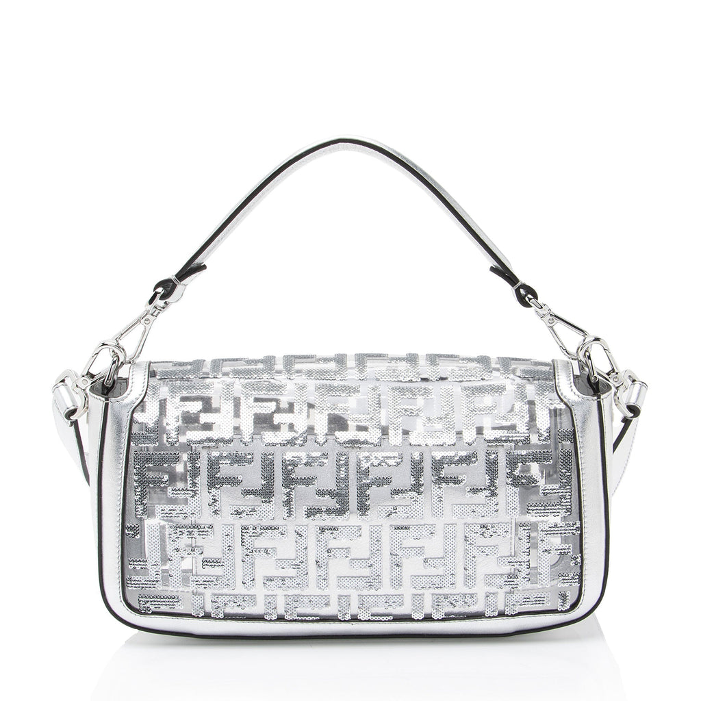 Fendi Metallic Leather FF Sequin PVC Baguette Medium Shoulder Bag