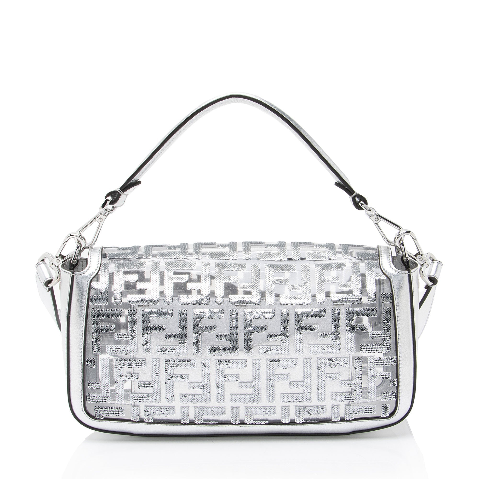 Fendi Metallic Leather FF Sequin PVC Baguette Medium Shoulder Bag