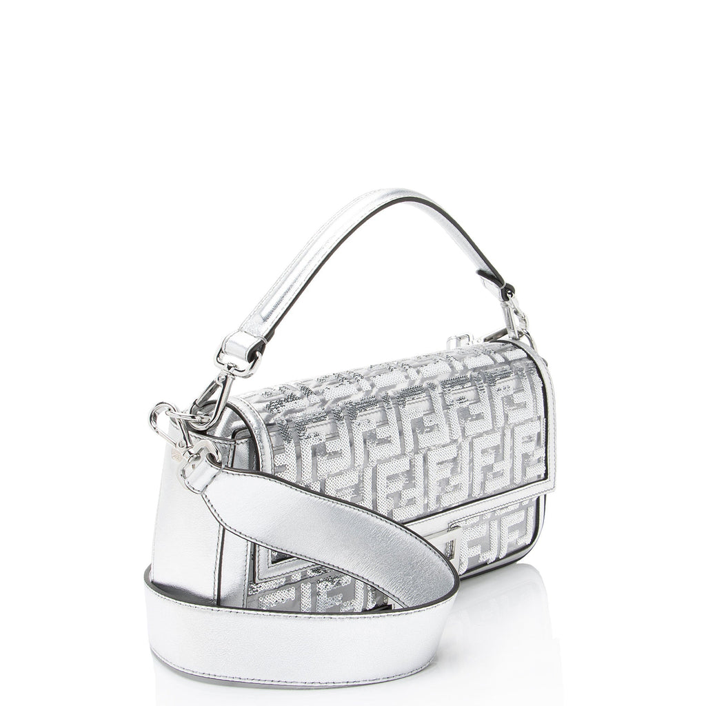 Fendi Metallic Leather FF Sequin PVC Baguette Medium Shoulder Bag
