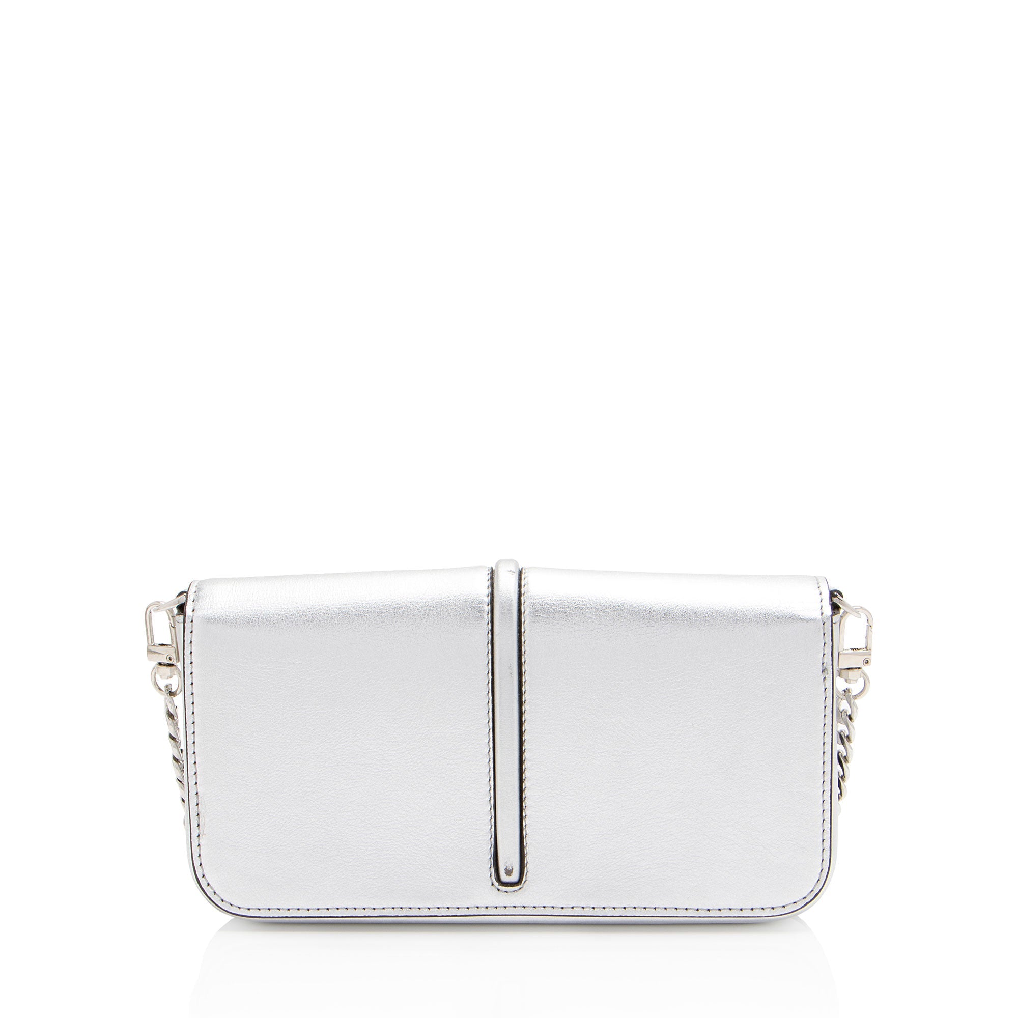Fendi Metallic Leather Fendigraphy Wallet on Chain (SHF-yqnbzv)