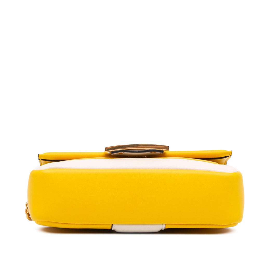 Fendi Mini Bicolor Nappa Apolo Chain Baguette Shoulder Bag