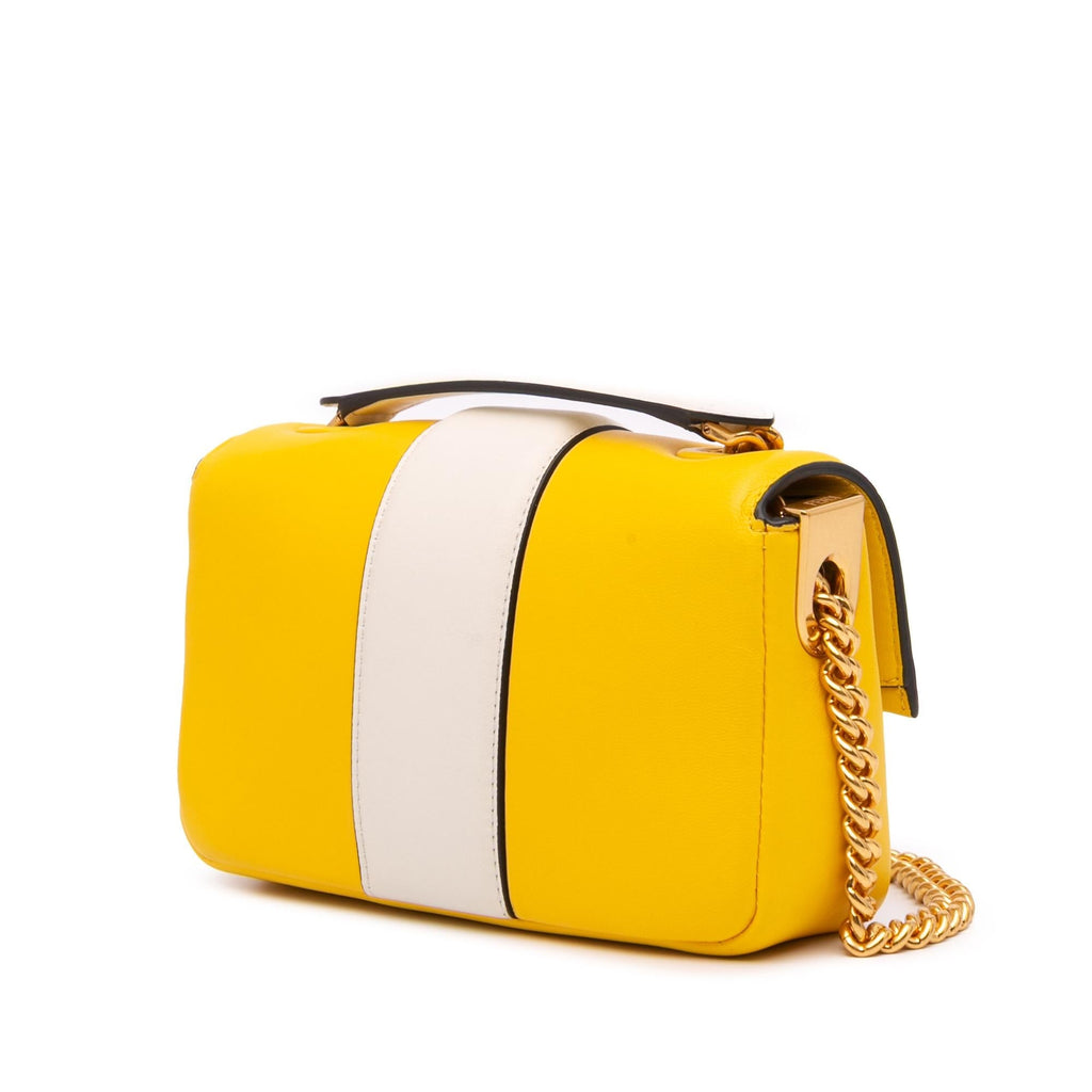 Fendi Mini Bicolor Nappa Apolo Chain Baguette Shoulder Bag