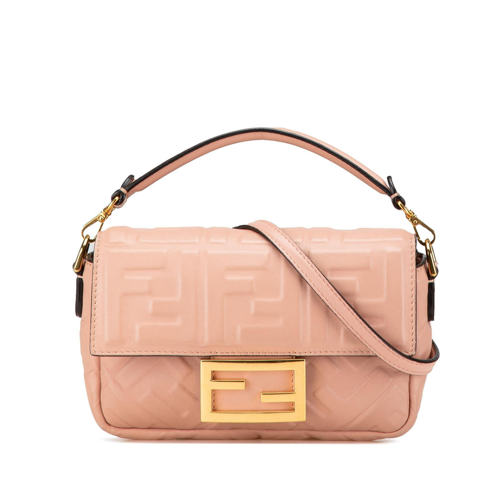 Fendi Mini Embossed Zucca Baguette Satchel