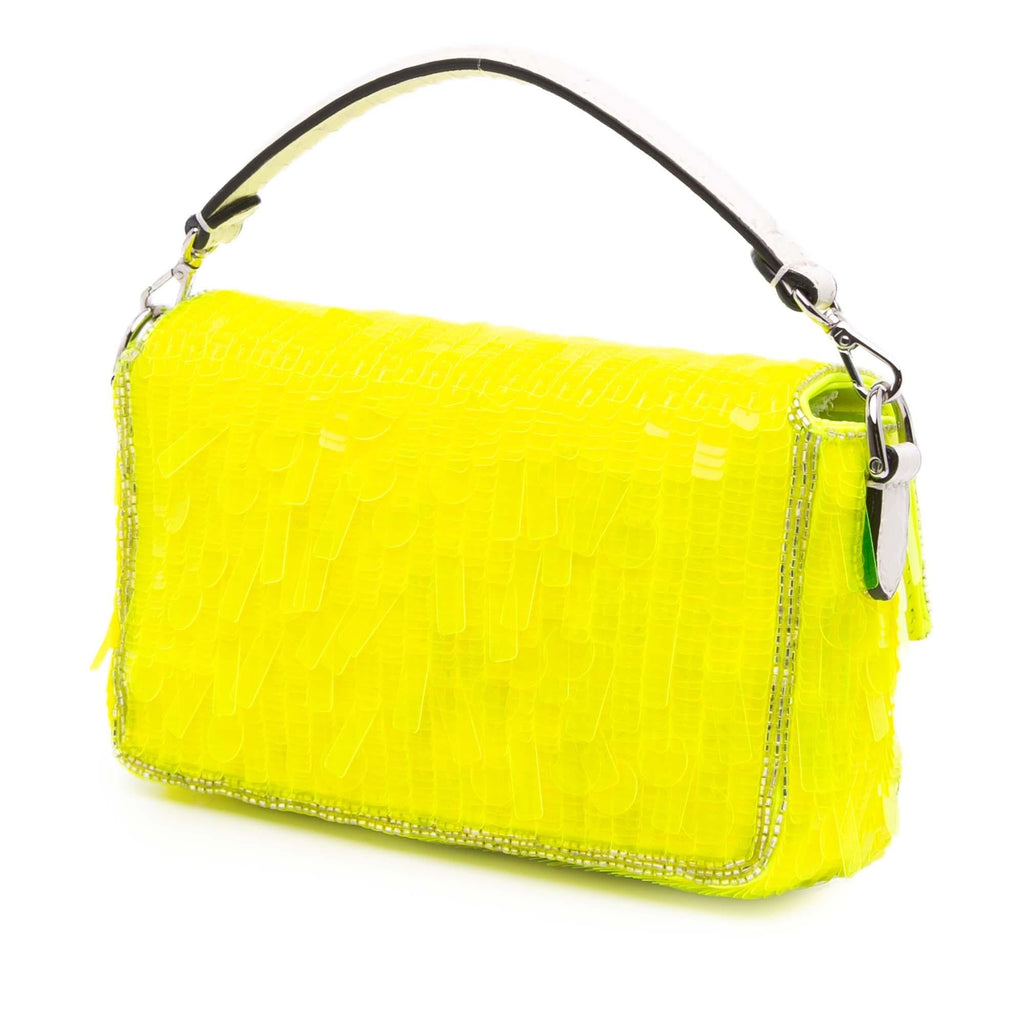 Fendi Mini Transparent Paillettes Elaphe Baguette Satchel