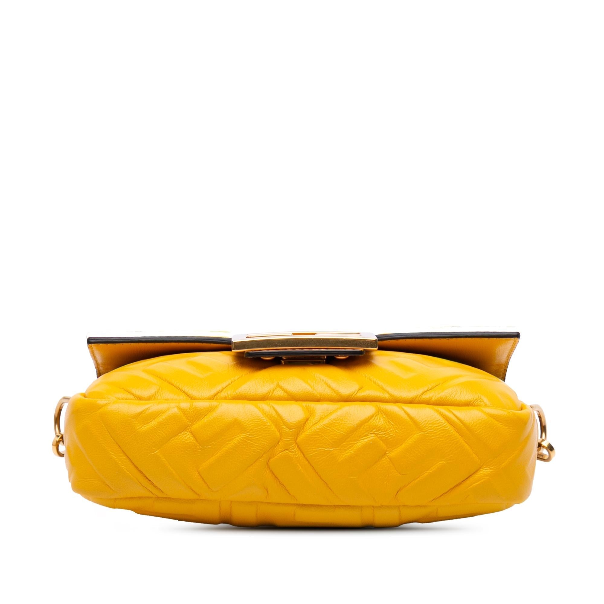 Fendi Mini Zucca Embossed Leather Baguette Satchel