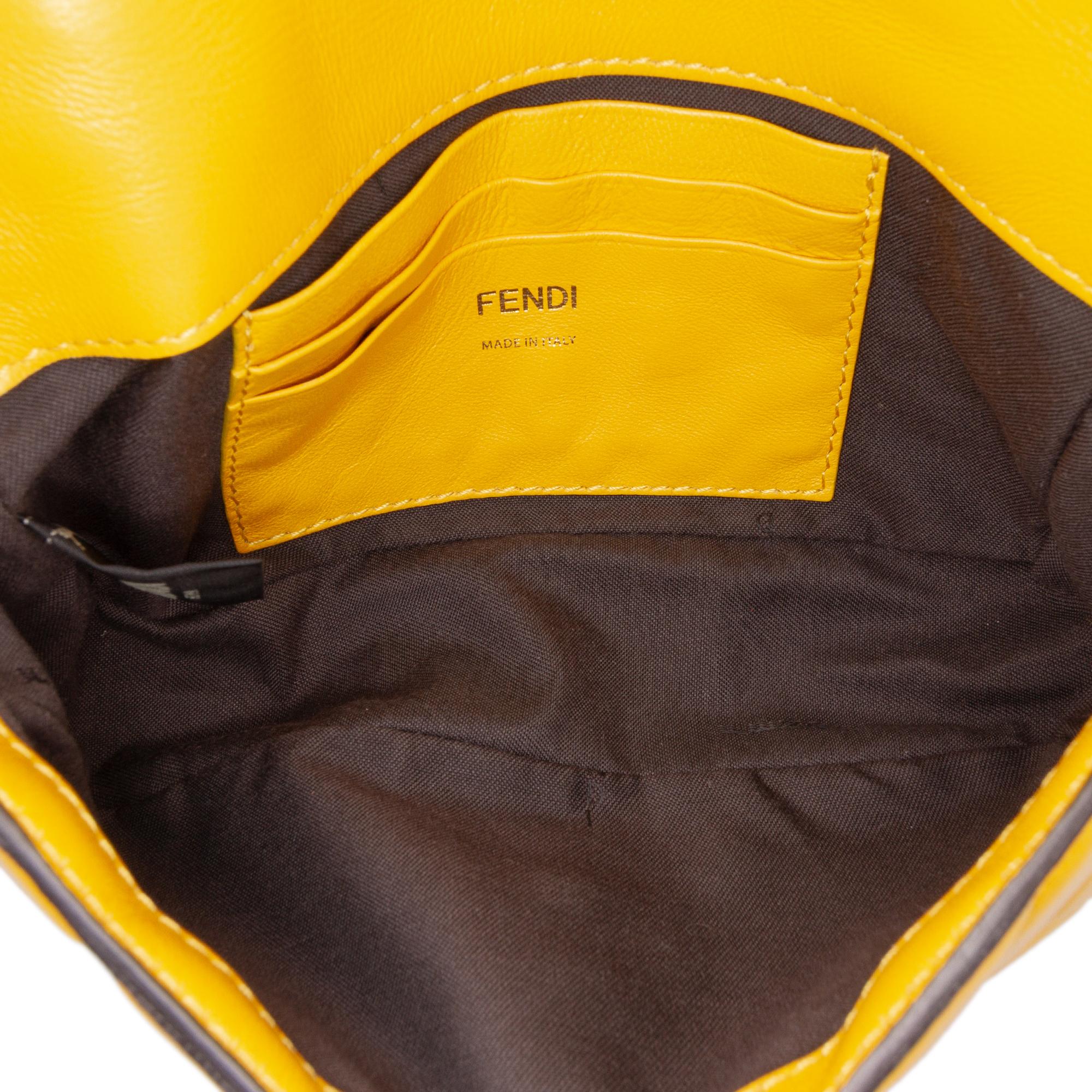 Fendi Mini Zucca Embossed Leather Baguette Satchel