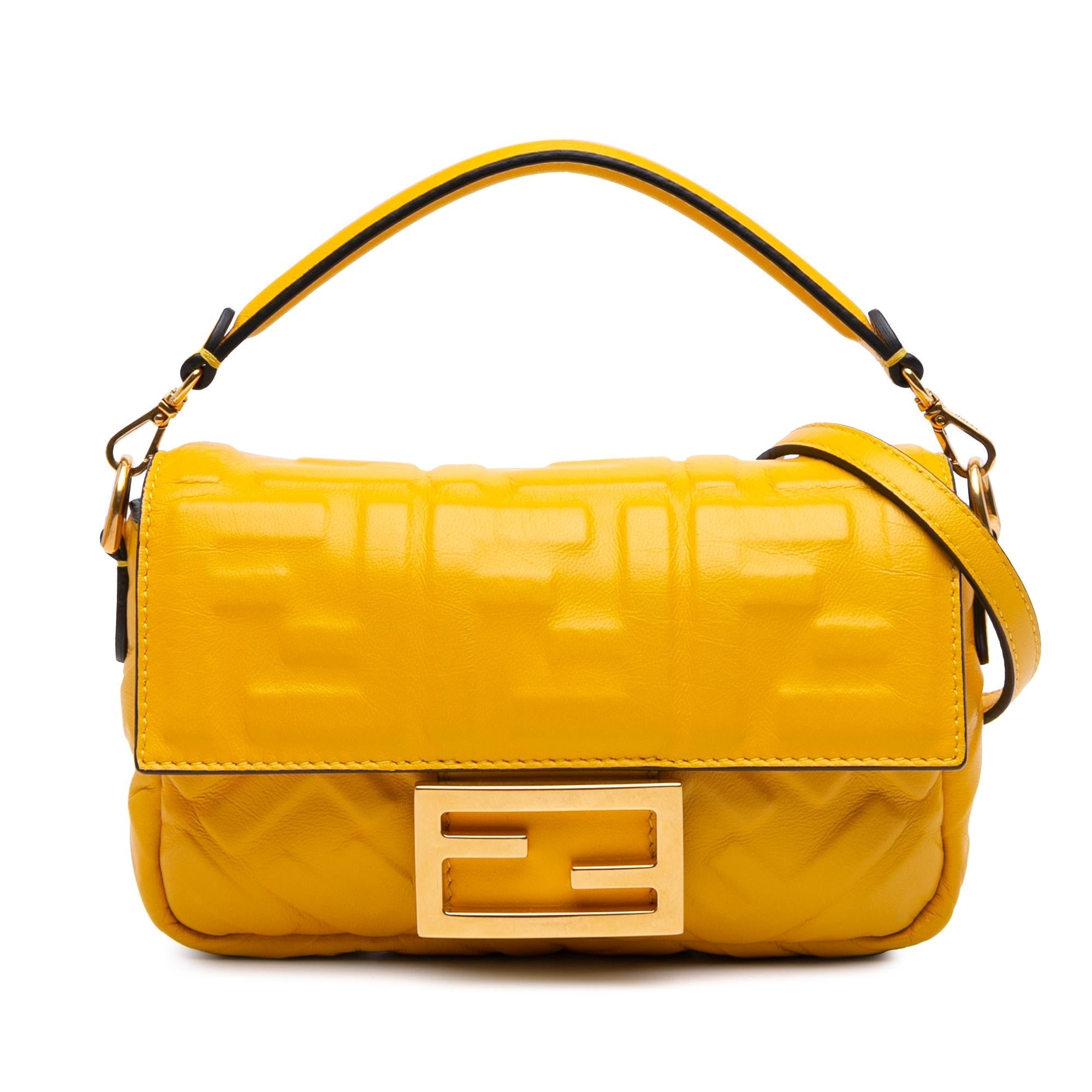 Fendi Mini Zucca Embossed Leather Baguette Satchel
