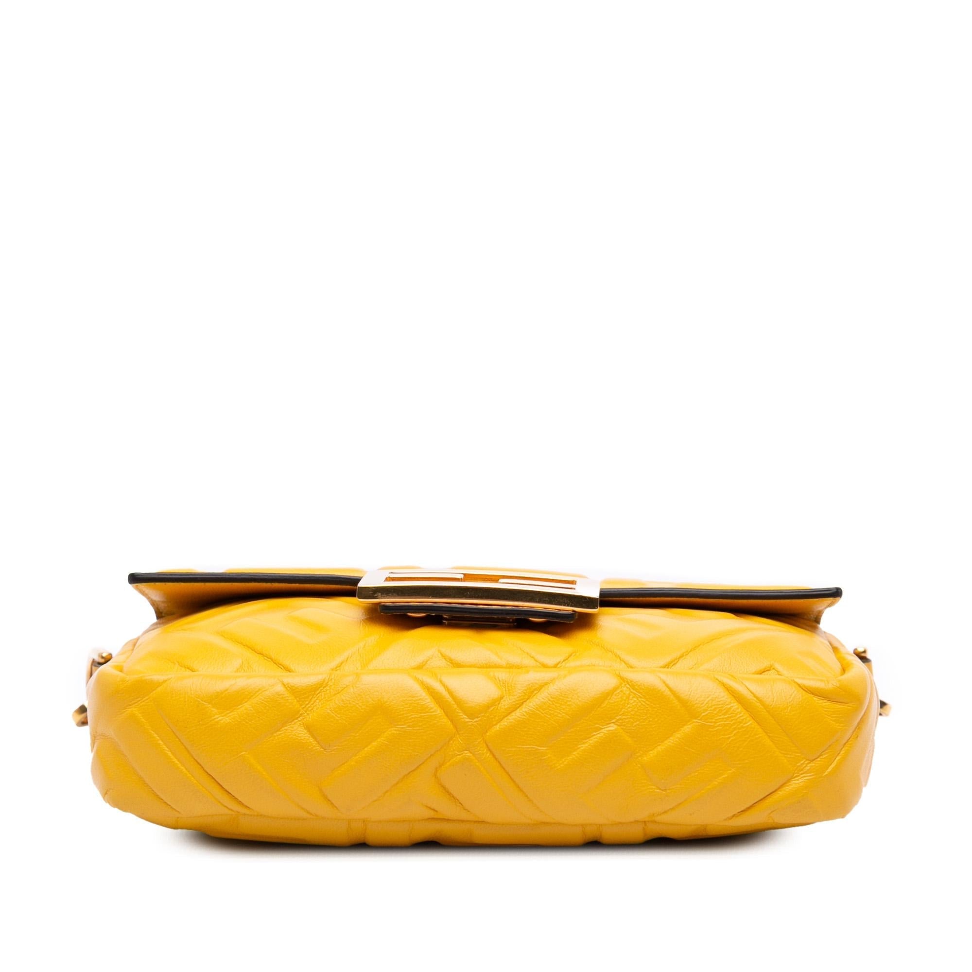 Fendi Mini Zucca Embossed Leather Baguette Satchel