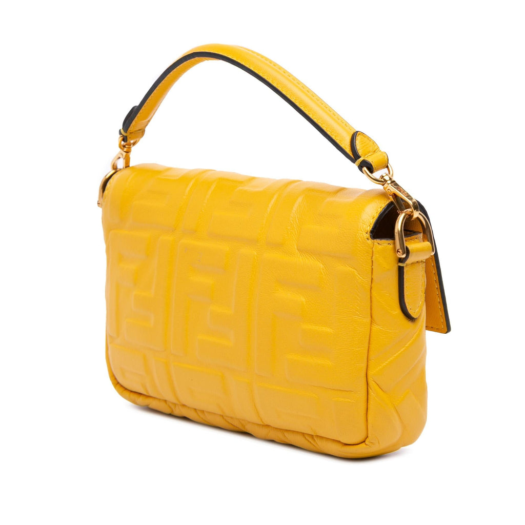 Fendi Mini Zucca Embossed Leather Baguette Satchel
