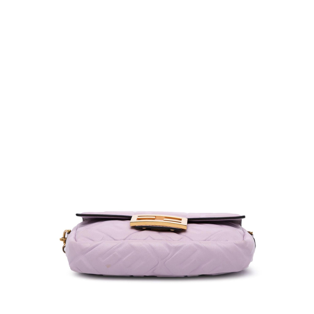 Fendi Mini Zucca Embossed Leather Baguette Satchel