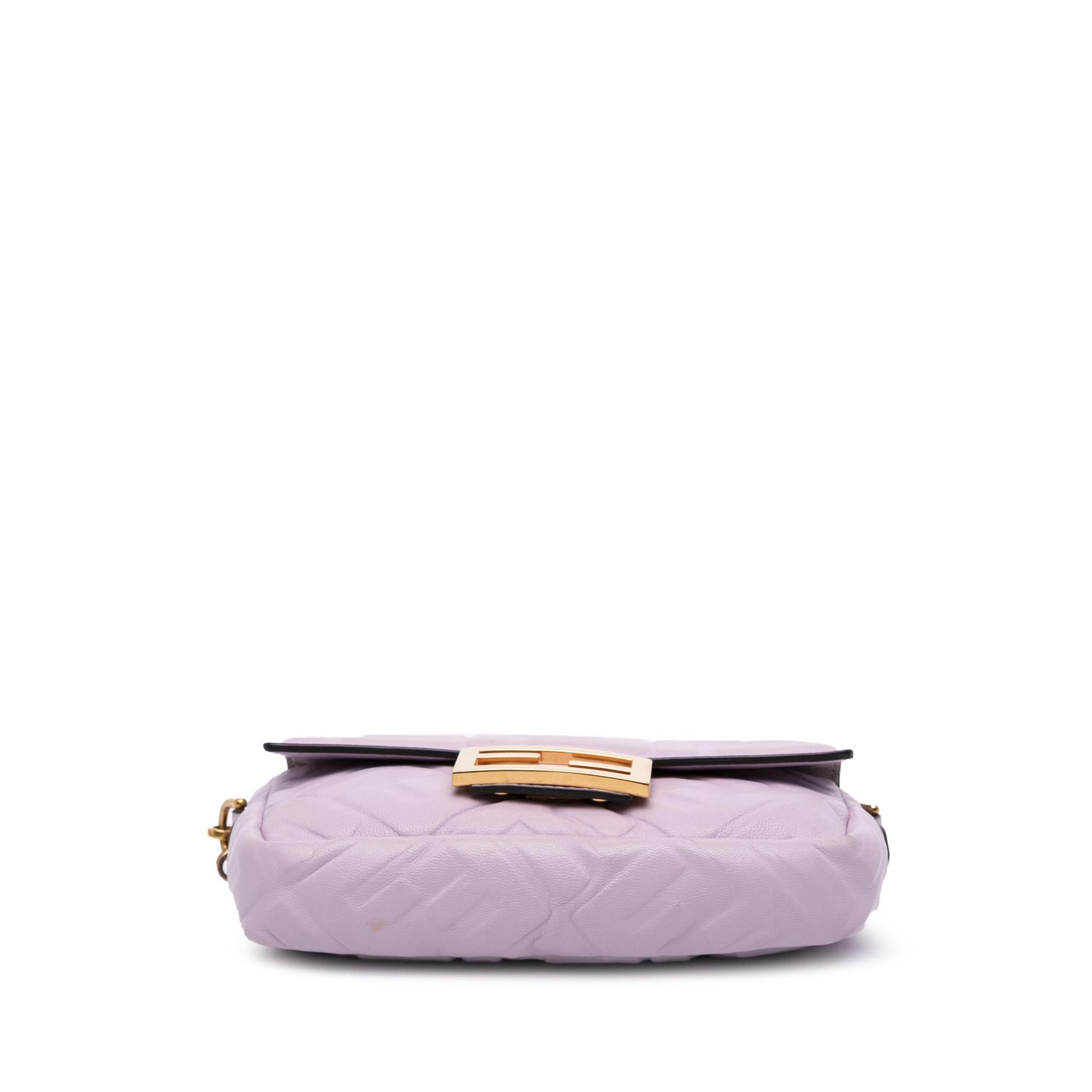 Fendi Mini Zucca Embossed Leather Baguette Satchel
