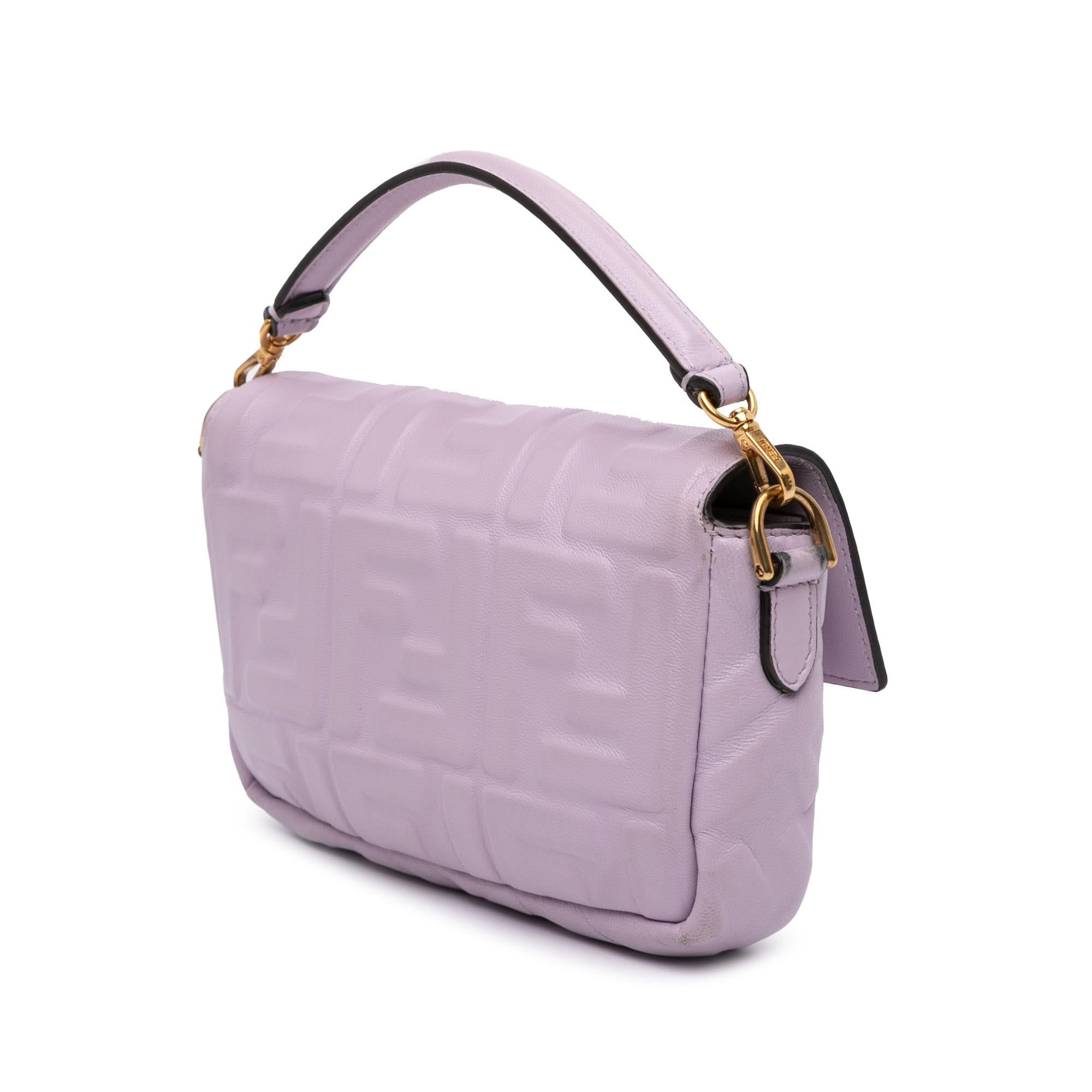 Fendi Mini Zucca Embossed Leather Baguette Satchel