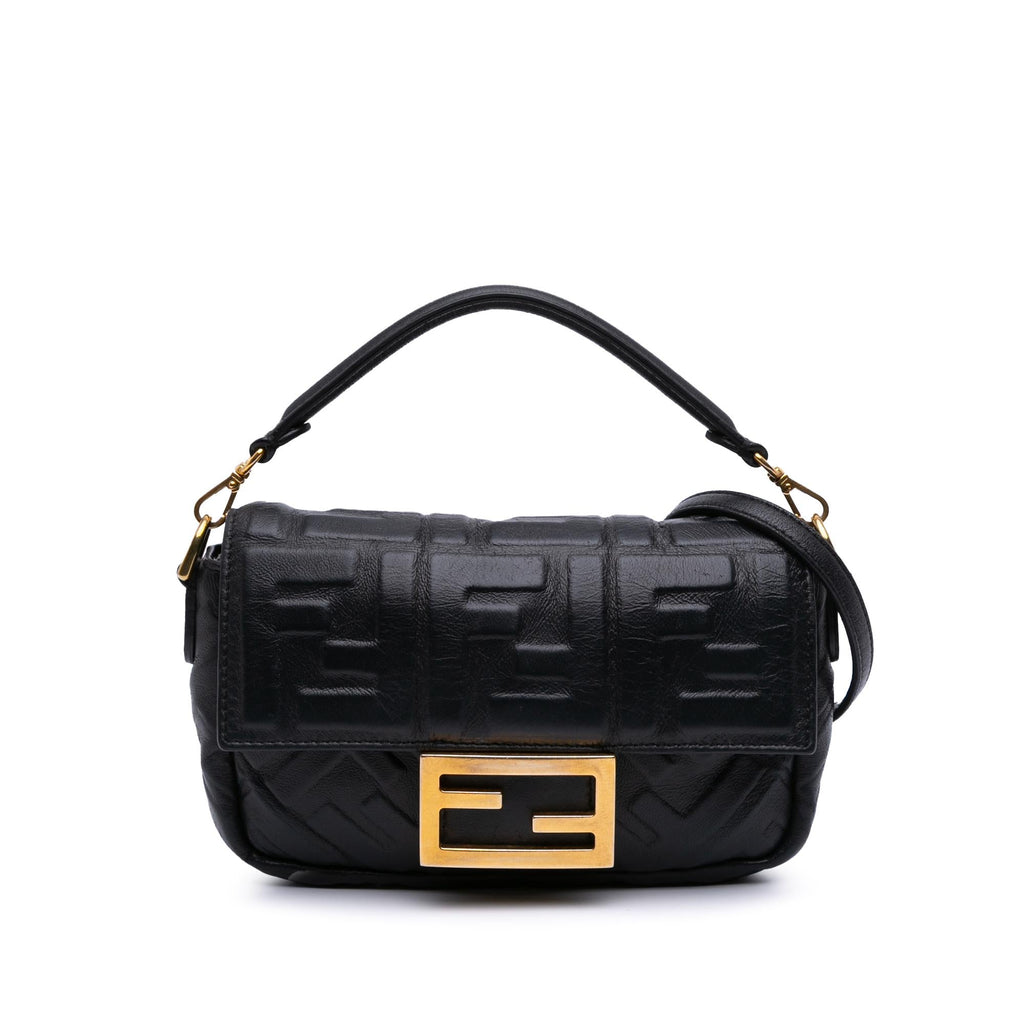 Fendi Mini Zucca Embossed Leather Baguette Satchel