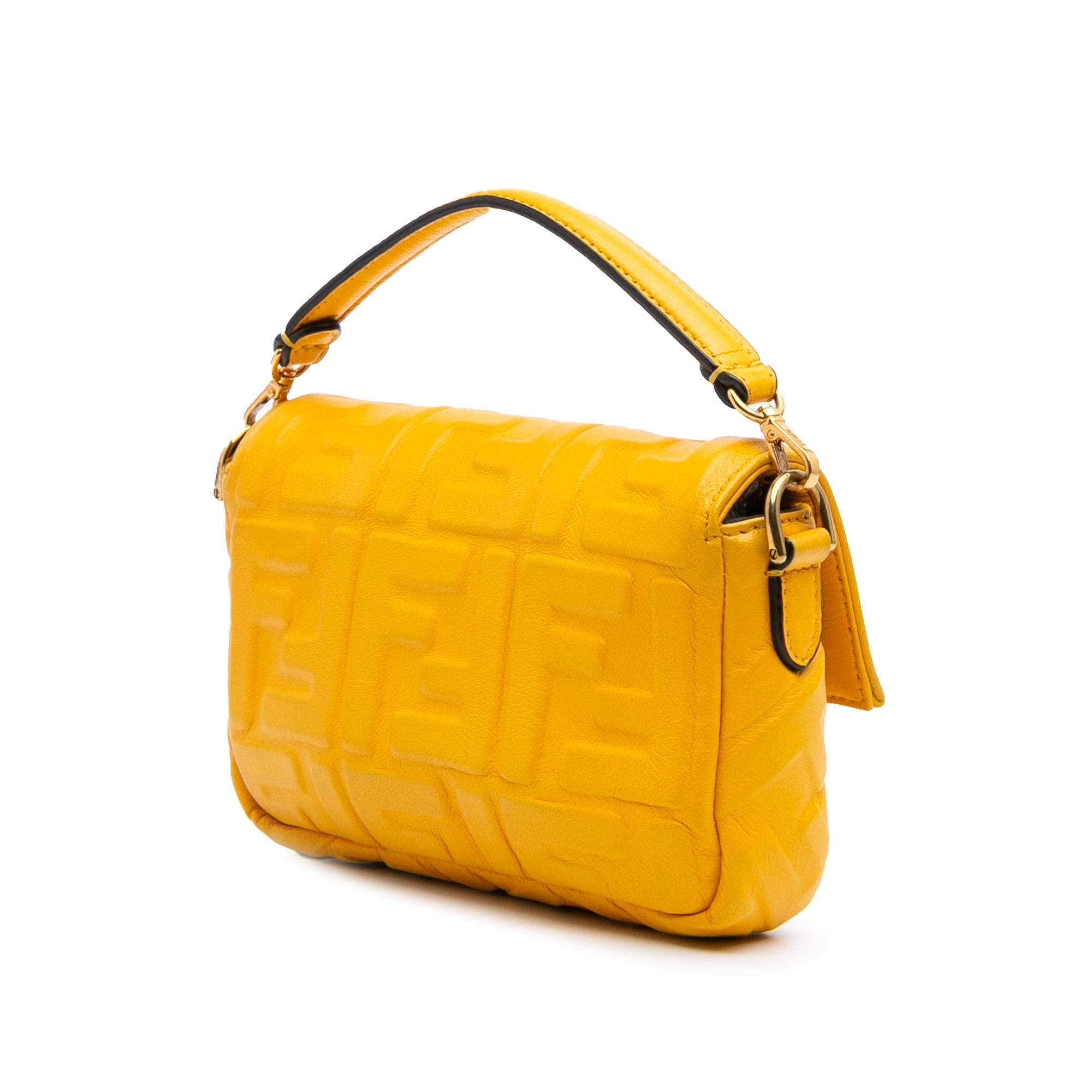 Fendi Mini Zucca Embossed Leather Baguette Satchel