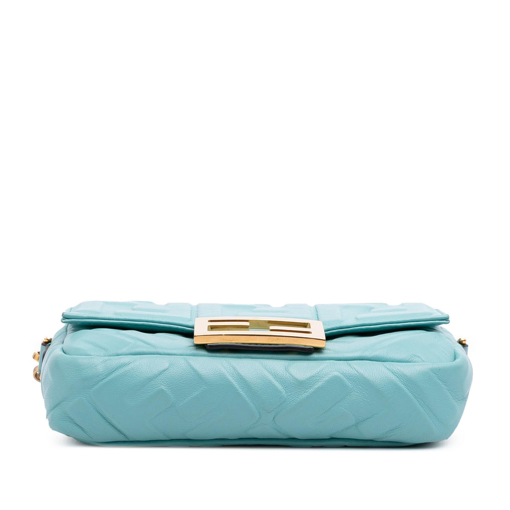 Fendi Mini Zucca Embossed Leather Baguette Satchel