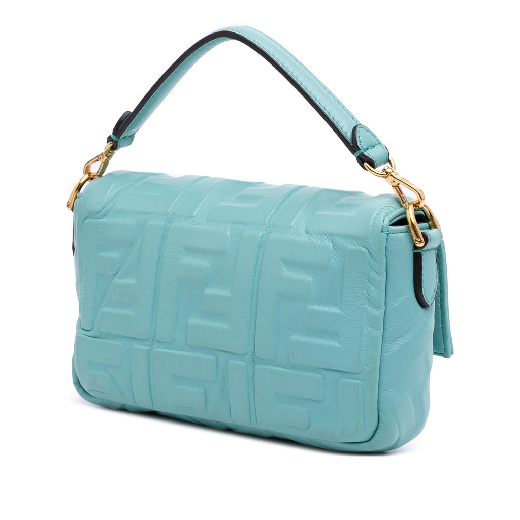 Fendi Mini Zucca Embossed Leather Baguette Satchel
