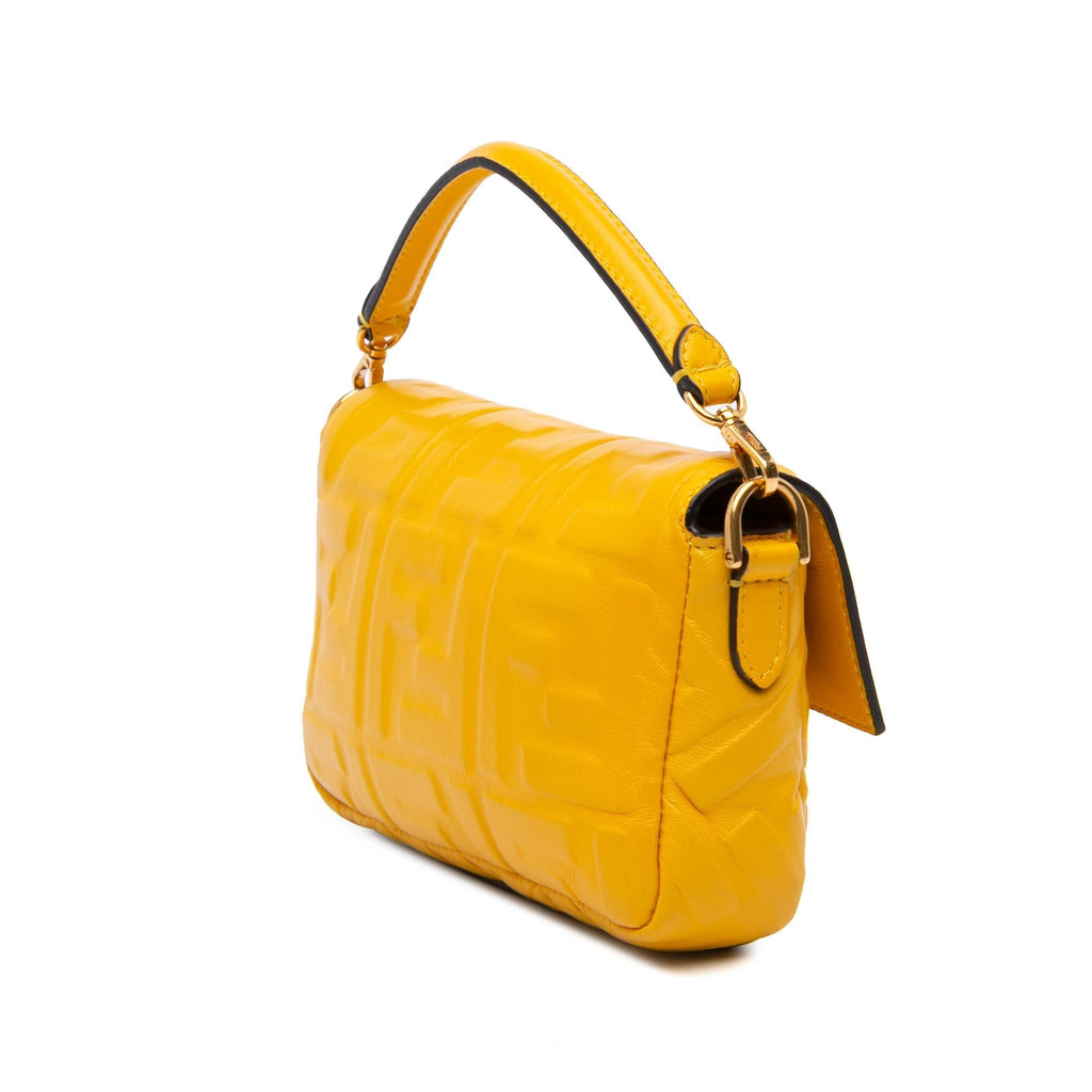 Fendi Mini Zucca Embossed Leather Baguette Satchel